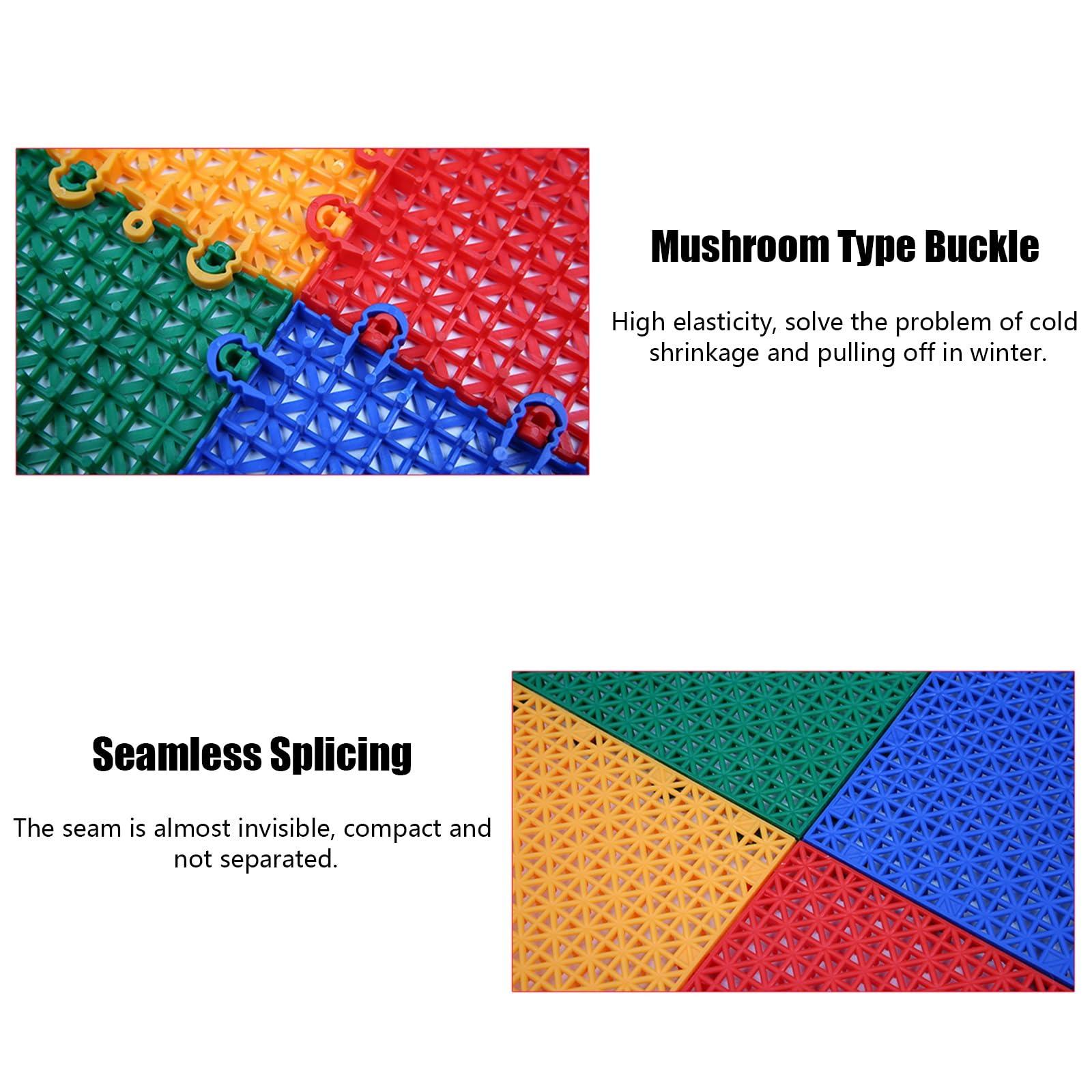 ZJKXJH Sport Court Tiles Outdoor Basketball, 1010 Inch Modular Interlocking Floor Tile/ Mats for Gymnasium Playground Public Leisure Place Waterproof DIY Puzzle Flooring, Red Yellow Blue Green ( Color : Red