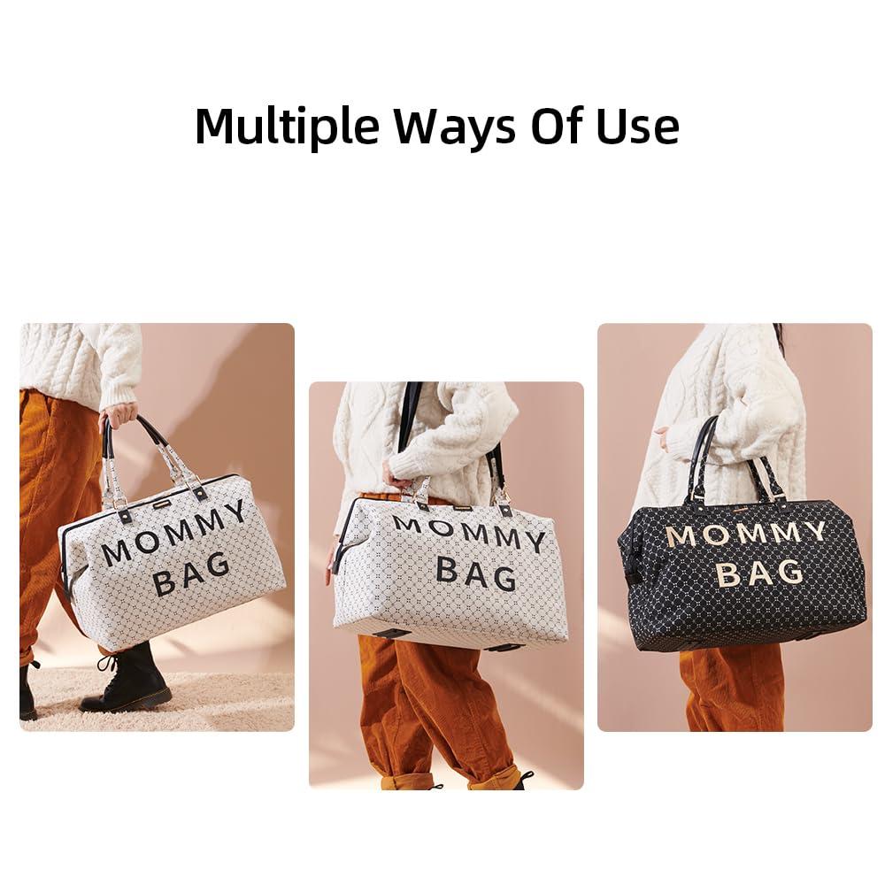 SUNVENO SUNVENO Diaper Bag Women Travel Bag Mommy Bag Weekender Bags Large Capacity duffle Bag, White