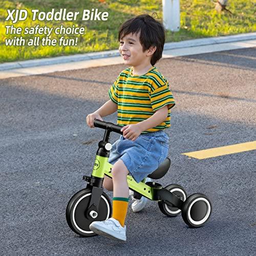 XJD XJD 5 in 1 Toddler Bike, Tricycle for Toddlers 1-3 with Adjustable Seat Height, Removable Pedals, Ideal Balance Bike Birthday Gifts and Toys for Boys and Girls (Green)
