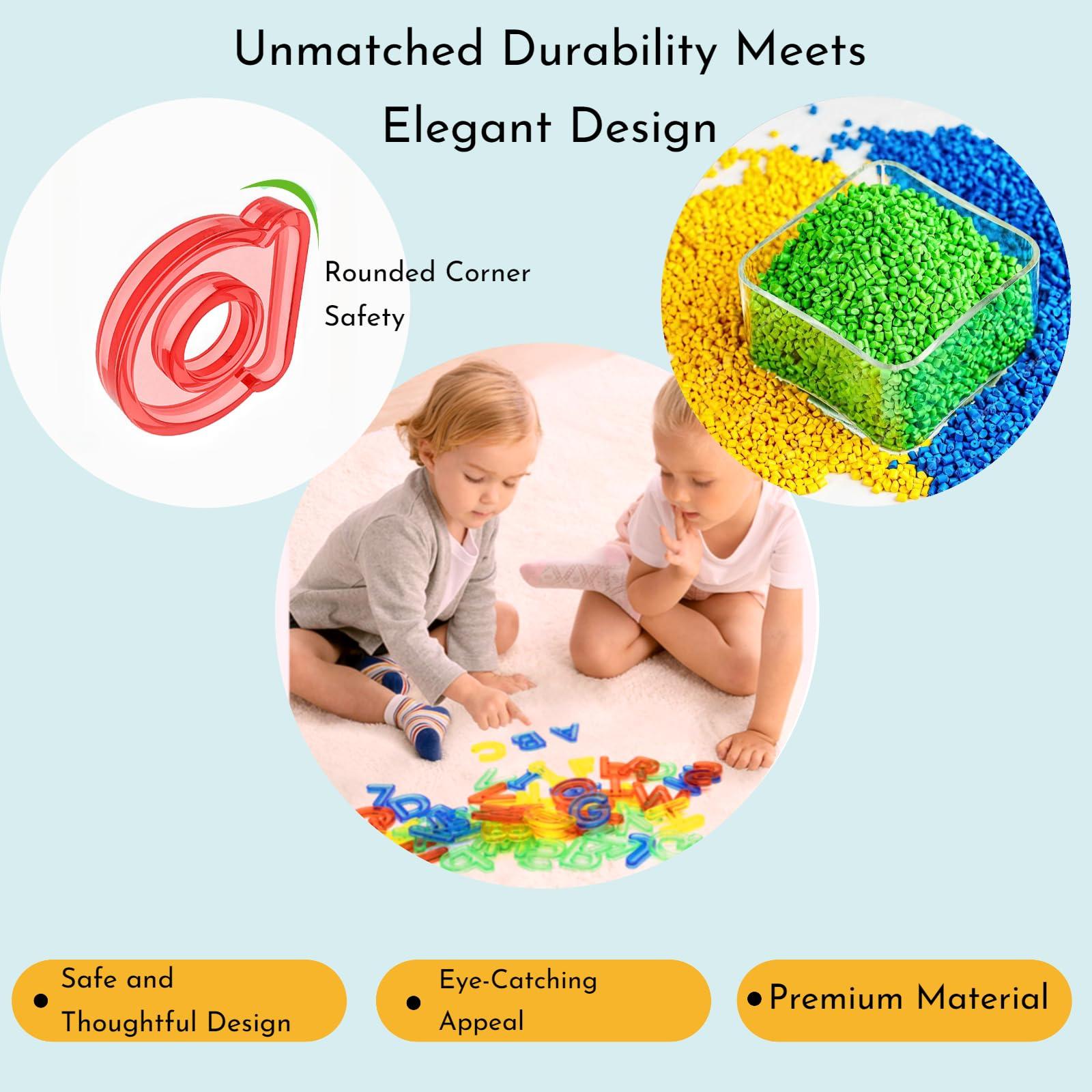 NNHOM 85 Pcs Colorful Plastic Letters and Numbers Set,Transparent Light Table Manipulatives Alphabet Letters,Include 52 Letters,10 Numbers,Ten Frame & Counters.Ideal for Toddler Spelling,Counting