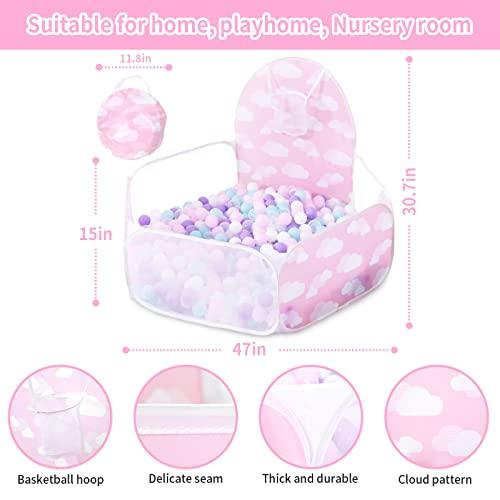 STARBOLO STARBOLO Ball Pit for Toddler - Pink Pop Up Childrens Ball Pits 4 Ft/120CM Tent for Toddlers Baby Crawl Ball Pool Fence with Basketball Hoop and Zipper Storage Bag Suit for Indoor and Outdoor.