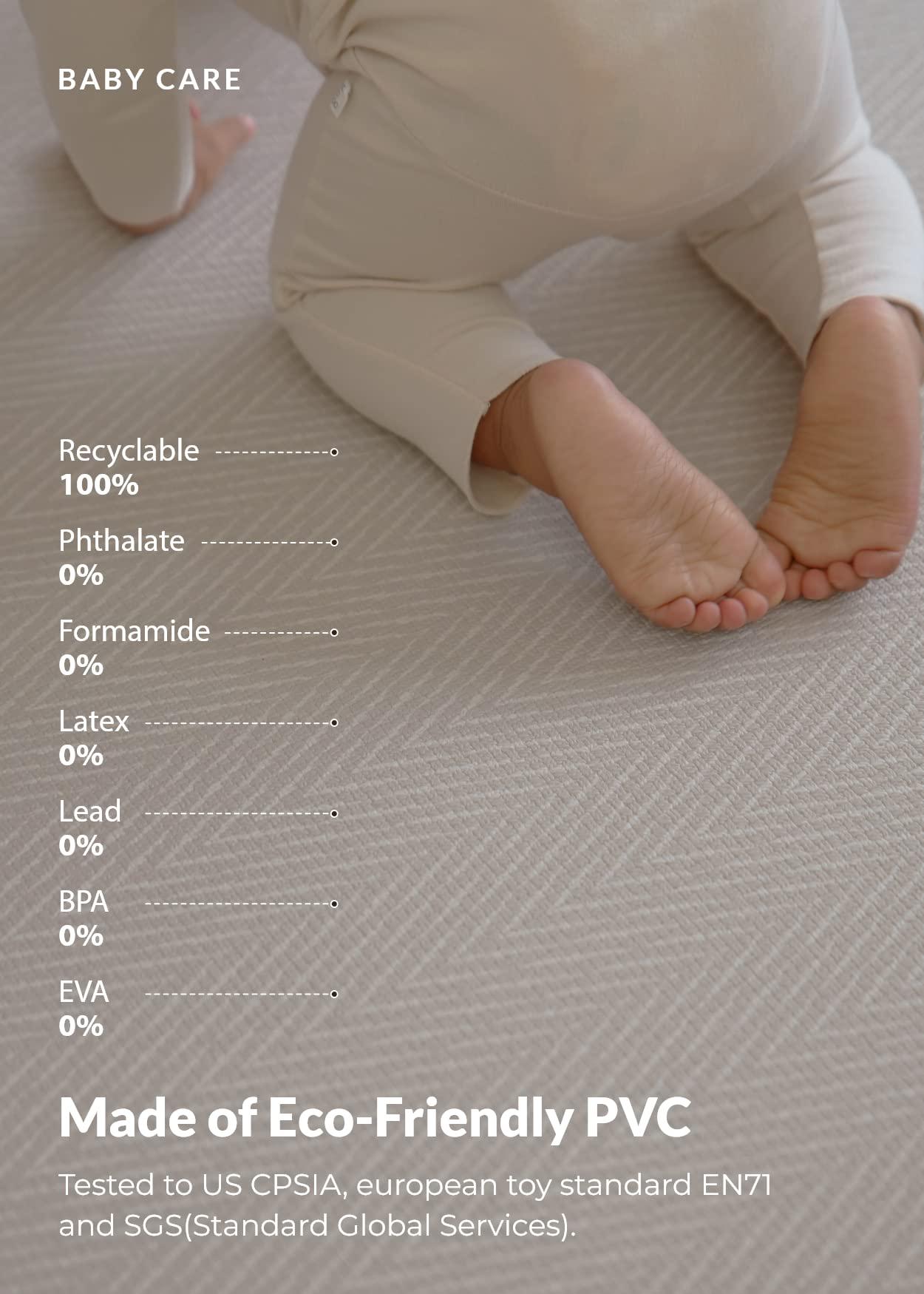 Baby Care Baby Care Play Mat (Large, Hygge - Spore & Wooden) 82'' x 55'' Original One-Piece Reversible Rollable Waterproof Play Mat for Infants, Babies, Toddler, and Kids