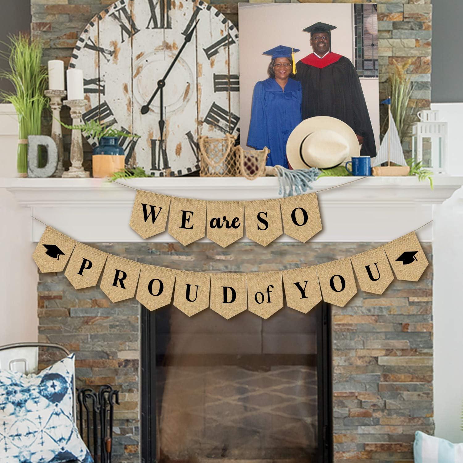 iPartycool iPartycool 16pcs Burlap We are So Proud of You Banner, Rustic Vintage Graduation Banner-No DIY, Congratulations Graduate Banner 2024 for Graduation Party Decorations 2024 Congrats Grad Decorations