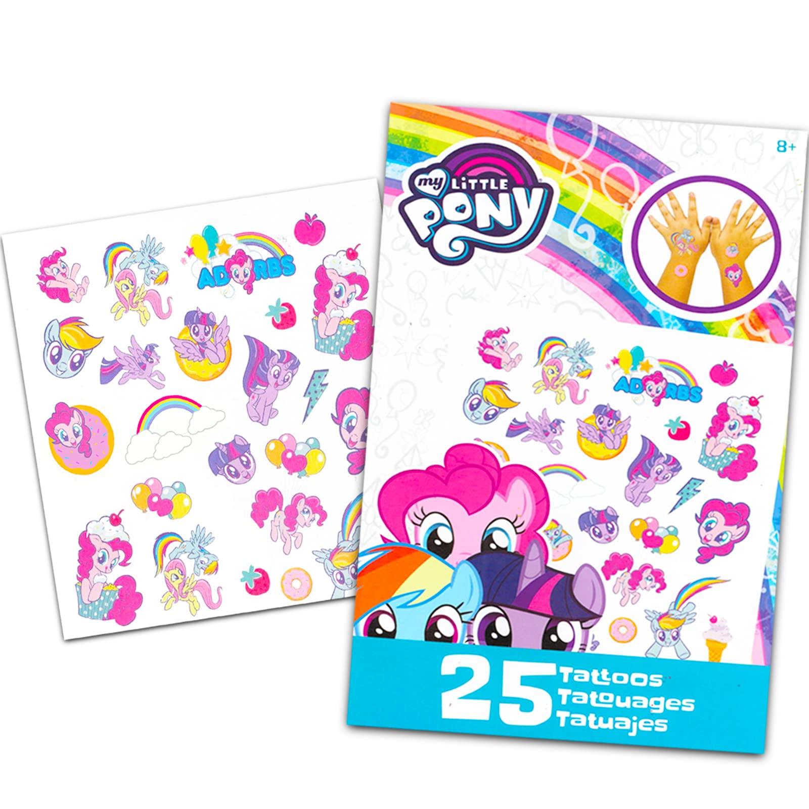 Crenstone My Little Pony Party Favor Pack ~ Bundle with 50+ MLP Stickers and 150 My Little Pony Temporary Tattoos | My Little Pony Party Supplies