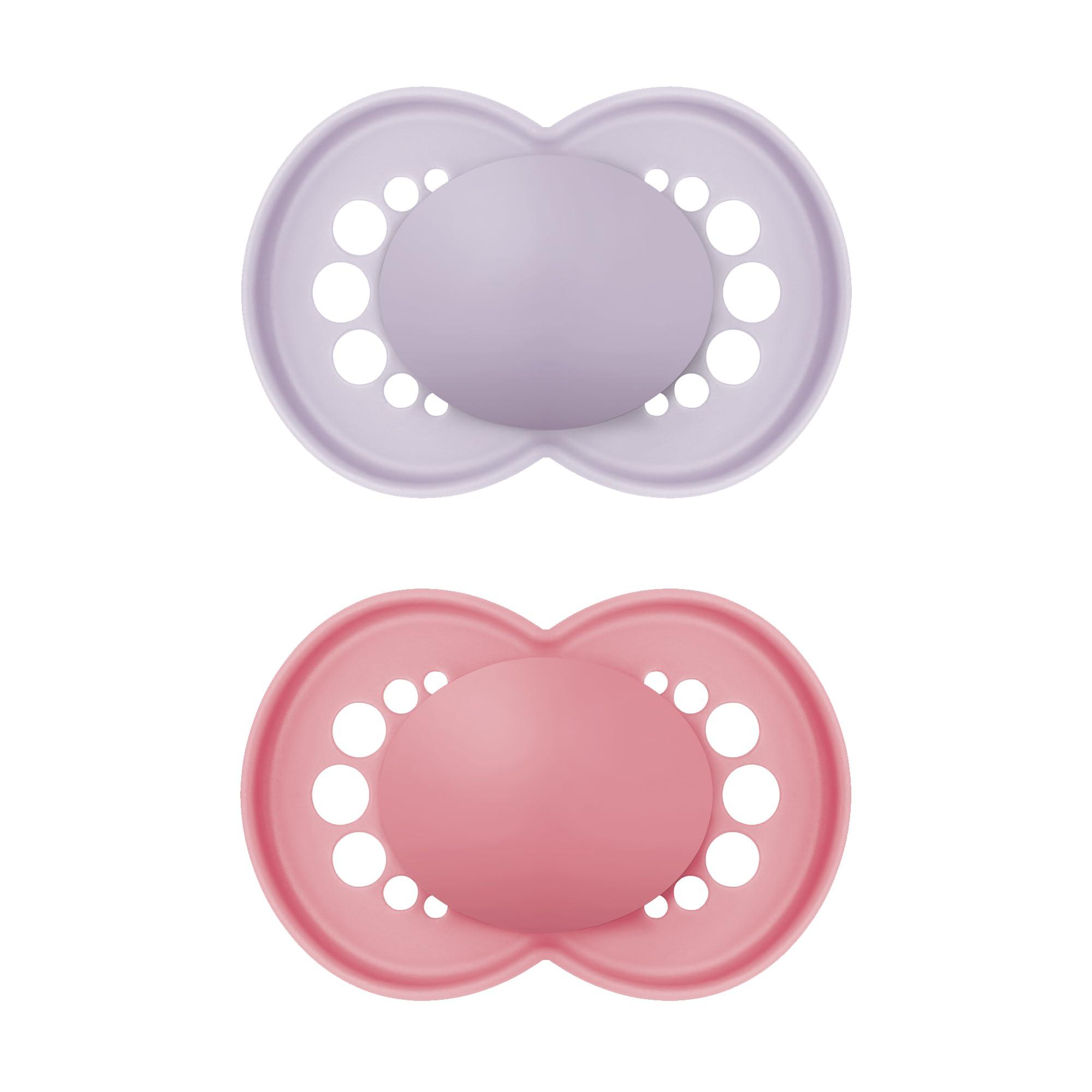 MAM MAM Original Matte Baby Pacifier, Nipple Shape Helps Promote Healthy Oral Development, Sterilizer Case, Girl ,6-16 Months(Pack of 2)