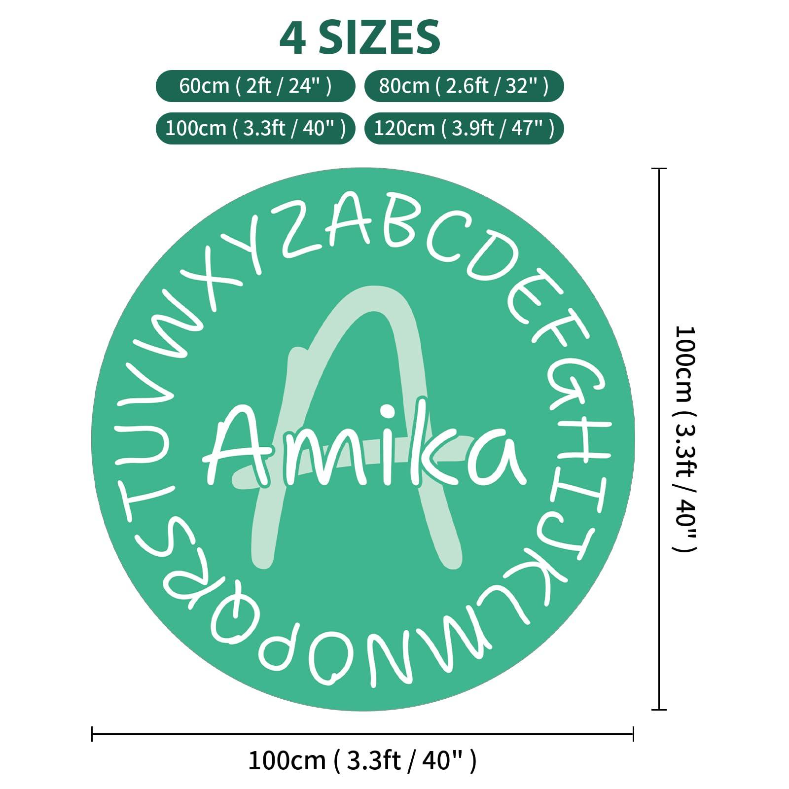 lanleay lanleay Custom Name Alphabet Design Nursery Rug for Baby Room Decor, Personalized Green Toddler Rugs for Baby Boys Girls, Customized Newborn Rugs for Baby Playrooms Personalized Gift