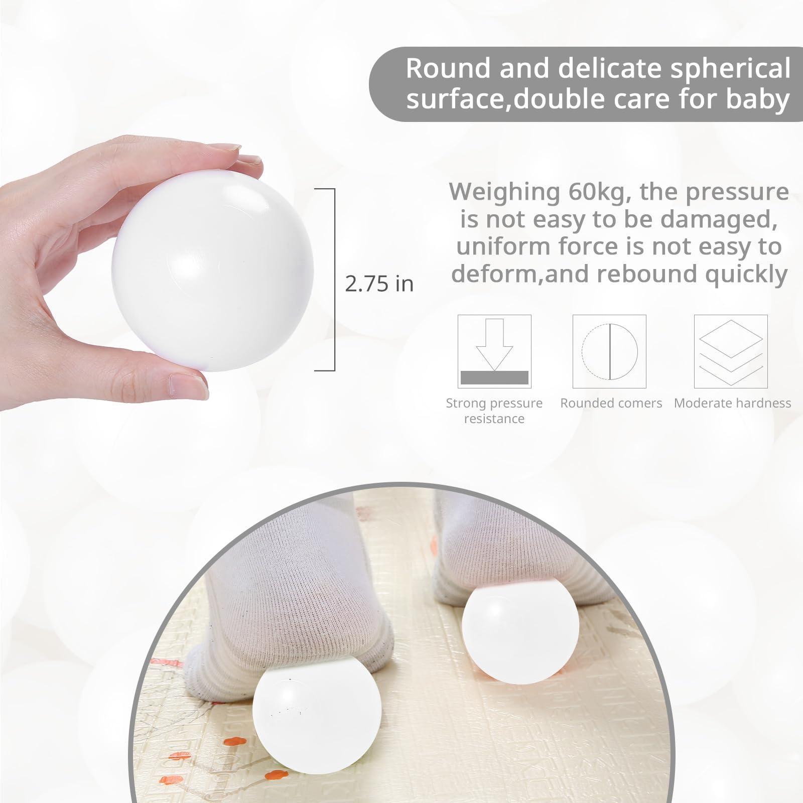Heopeis Heopeis Ball Pit Balls - 2.75inch Plastic Ball Play Balls BPA Free Phthalate Free Non-Toxic Play Balls for Children Ball Pit Party Brithday Ball Pool Tent,50PCS. (White)