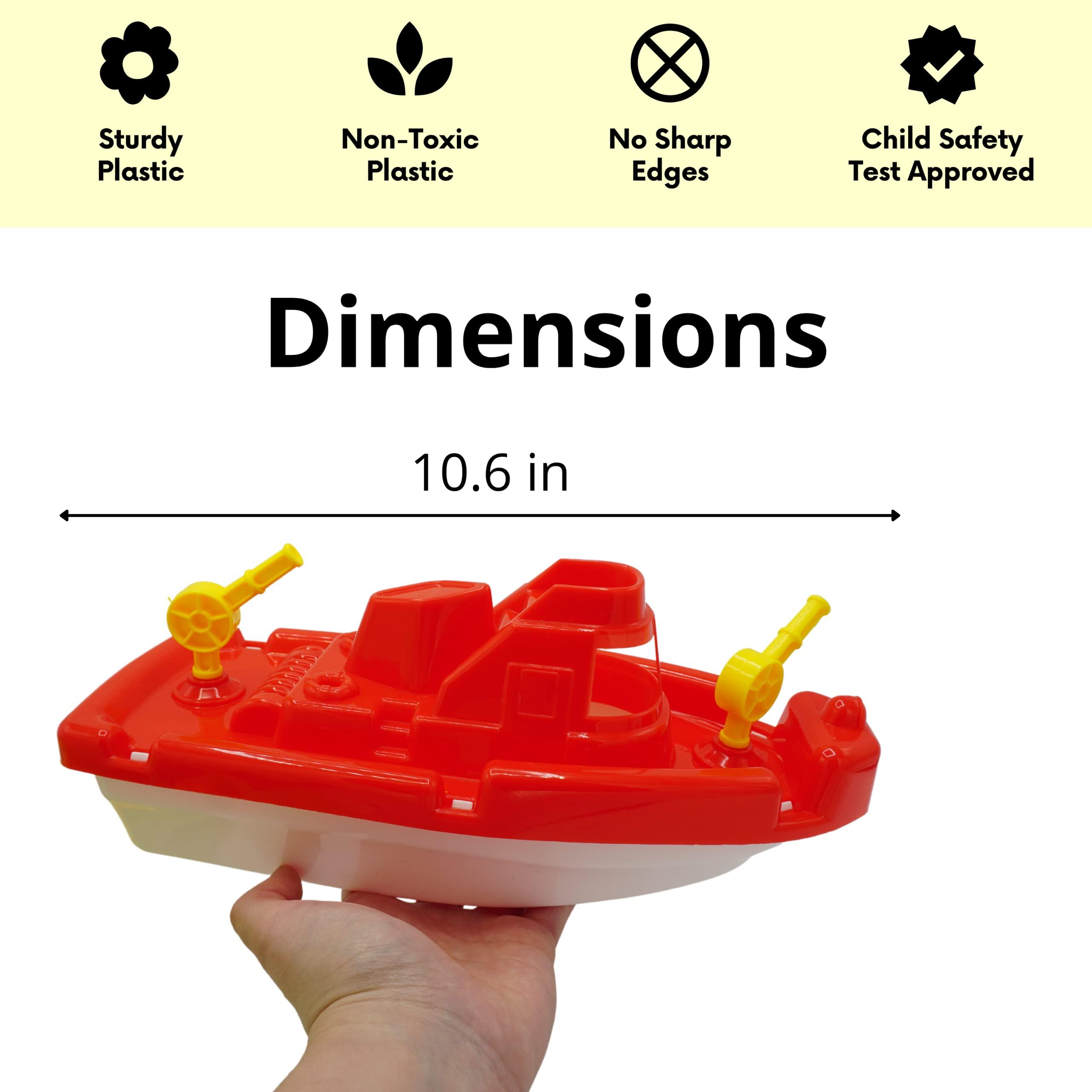 4E\'s Novelty Toy Boat Bath Toys for Kids & Toddlers 3 Pack - Large 10\" Floating Toy Boats for Bathtub, Kids Pool Toys, Beach Toys Outdoor Water Play by 4E\'s Novelty