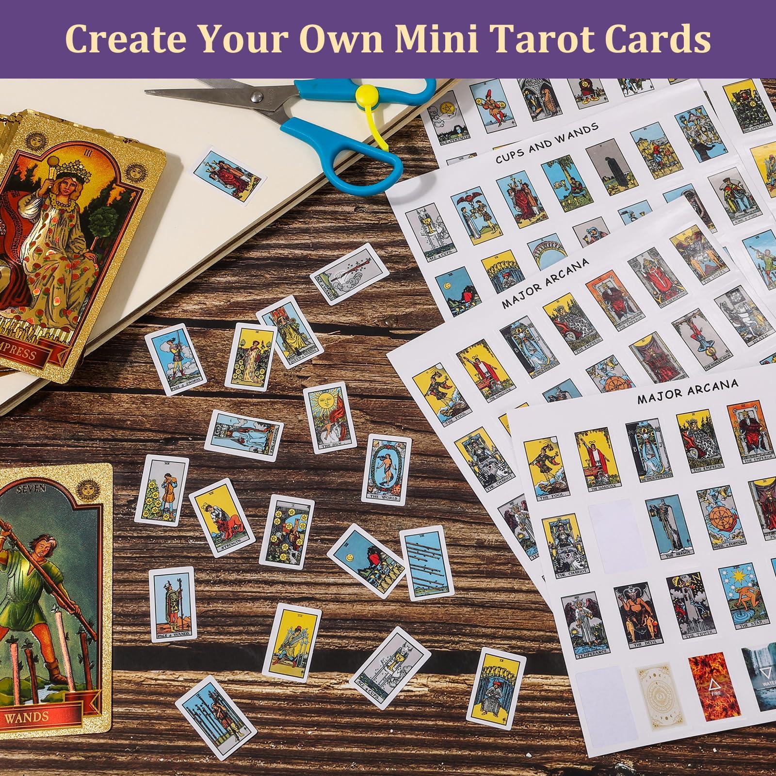 Fofeadm Fofeadm 420 PCS Mini Tarot Stickers for Journaling, 1.25\" x 0.78\" Tarot Card Stickers Based on Rider Waite Tarot Deck, 8 Tarot Cheat Sheet Included