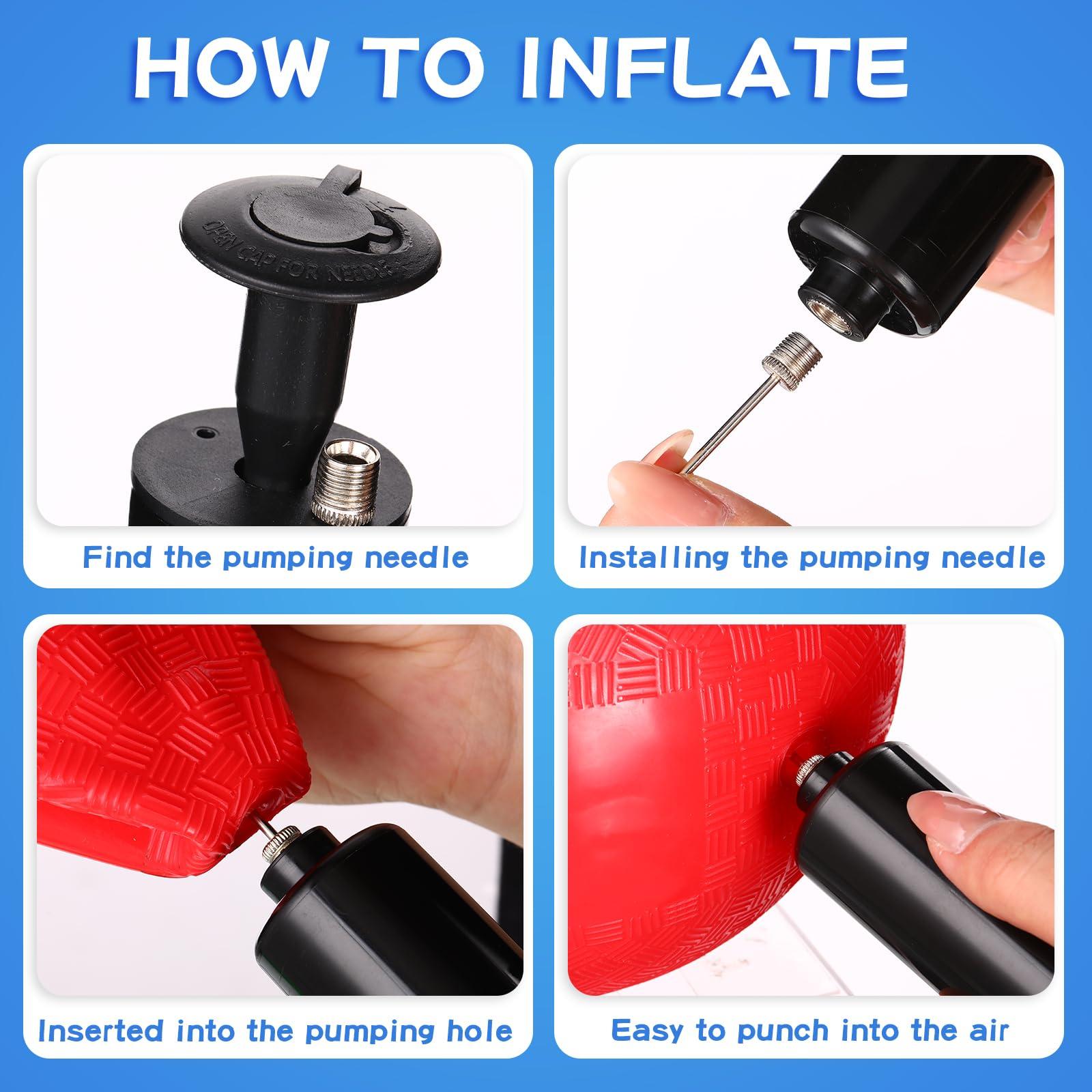 Honoson Honoson 12 Pcs 8.5 Inch Playground Ball Bulk Inflatable Kickballs Bouncy Dodgeball for Kids and Adults, Handball with Air Pump for Ball Games, Gym, Outdoor, School(Red and Blue)