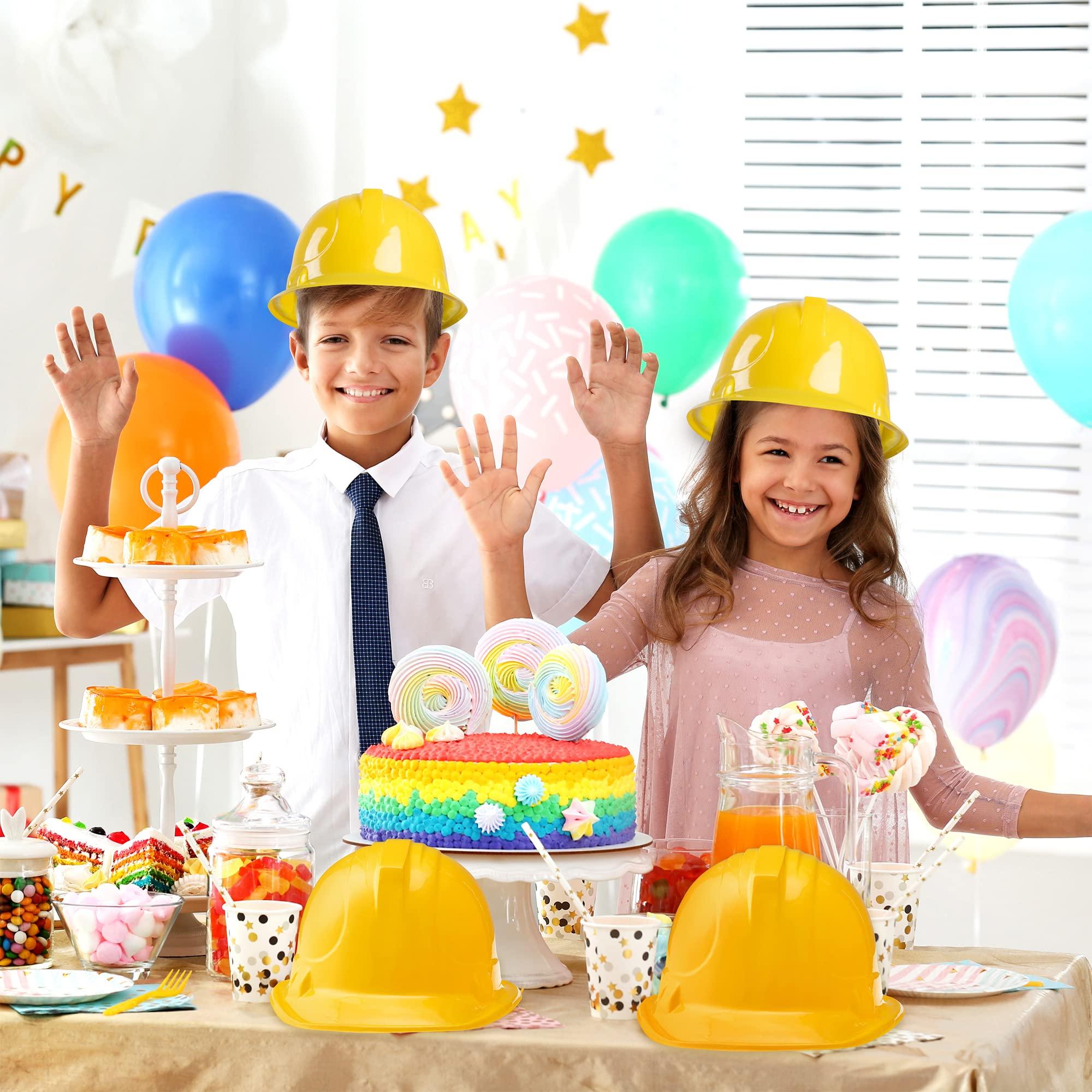 JOYIN JOYIN Construction Hard Hats, 24 Pcs Toy Plastic Kids Party Hats, Yellow, for Children Construction Birthday Party, Building Theme Party Favors