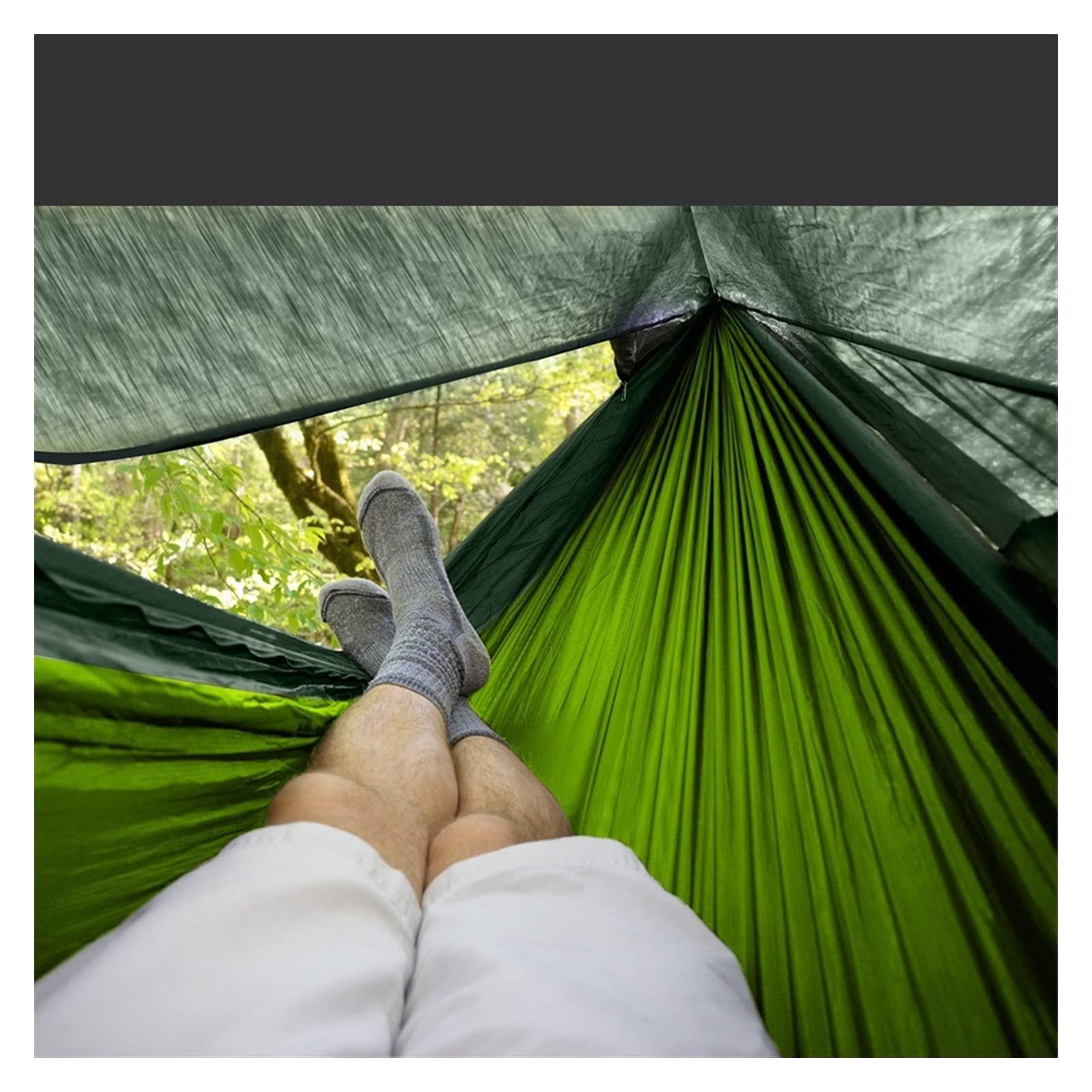 WAOCEO Swings Seats Portable Camping Parachute Hammock with Net, Outdoor Travel Hammock, Leisure Sleeping Net Play Set Swings (Color : Green)