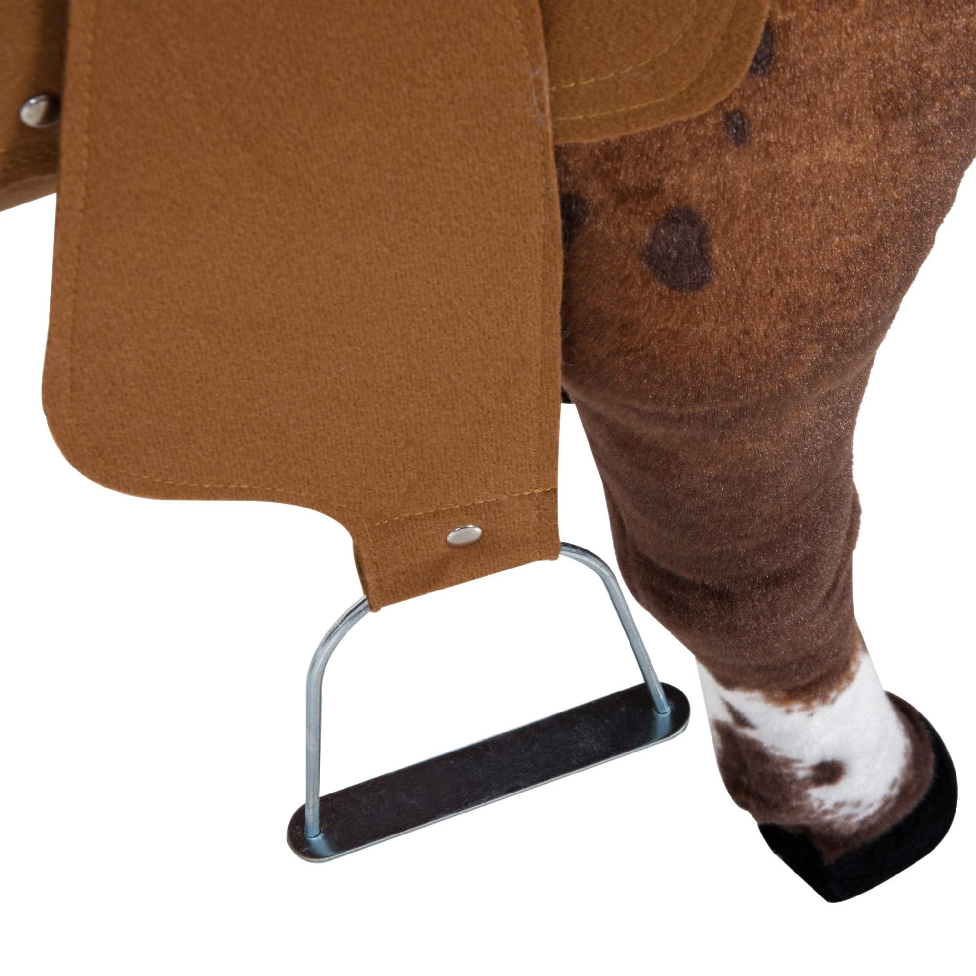 Qaba Qaba Sound-Making Ride On Horse for Toddlers 3-5, with Neighing and Galloping Sound, Stuffed Animal Horse Toy for Kids with Padding, Soft Feel, Brown