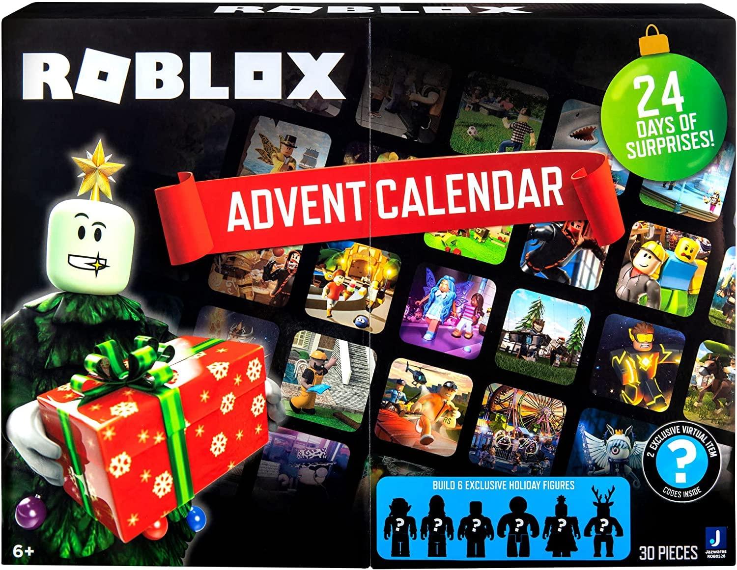 Roblox Roblox 2024 Holiday Advent Calendar for Kids, 24 Day Gift Playset - Toy Set Includes 6 Figures, 18 Accessories, 2 Redeemable Codes & More - 30 Pieces Total - Christmas Gift for Boys & Girls Ages 6+