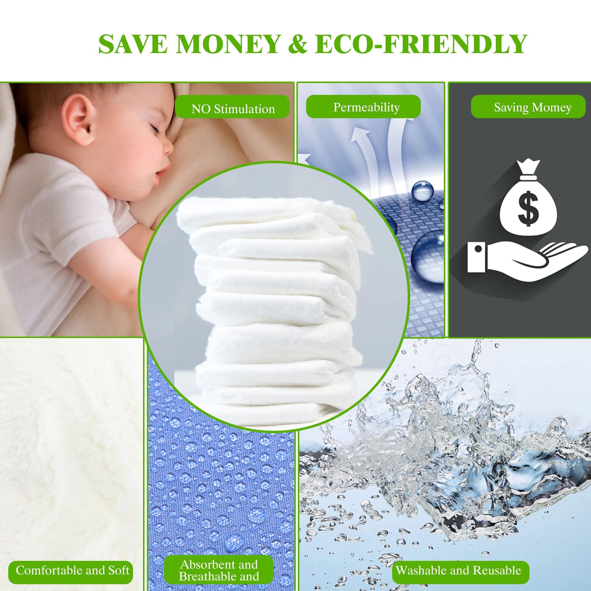 Fasoar Prefold Cloth Diapers, Fasoar 3 Ply Baby Washable Cotton Diapers Covers for Babies to Toddlers Multi-Use (10-35 lbs) Count(12)