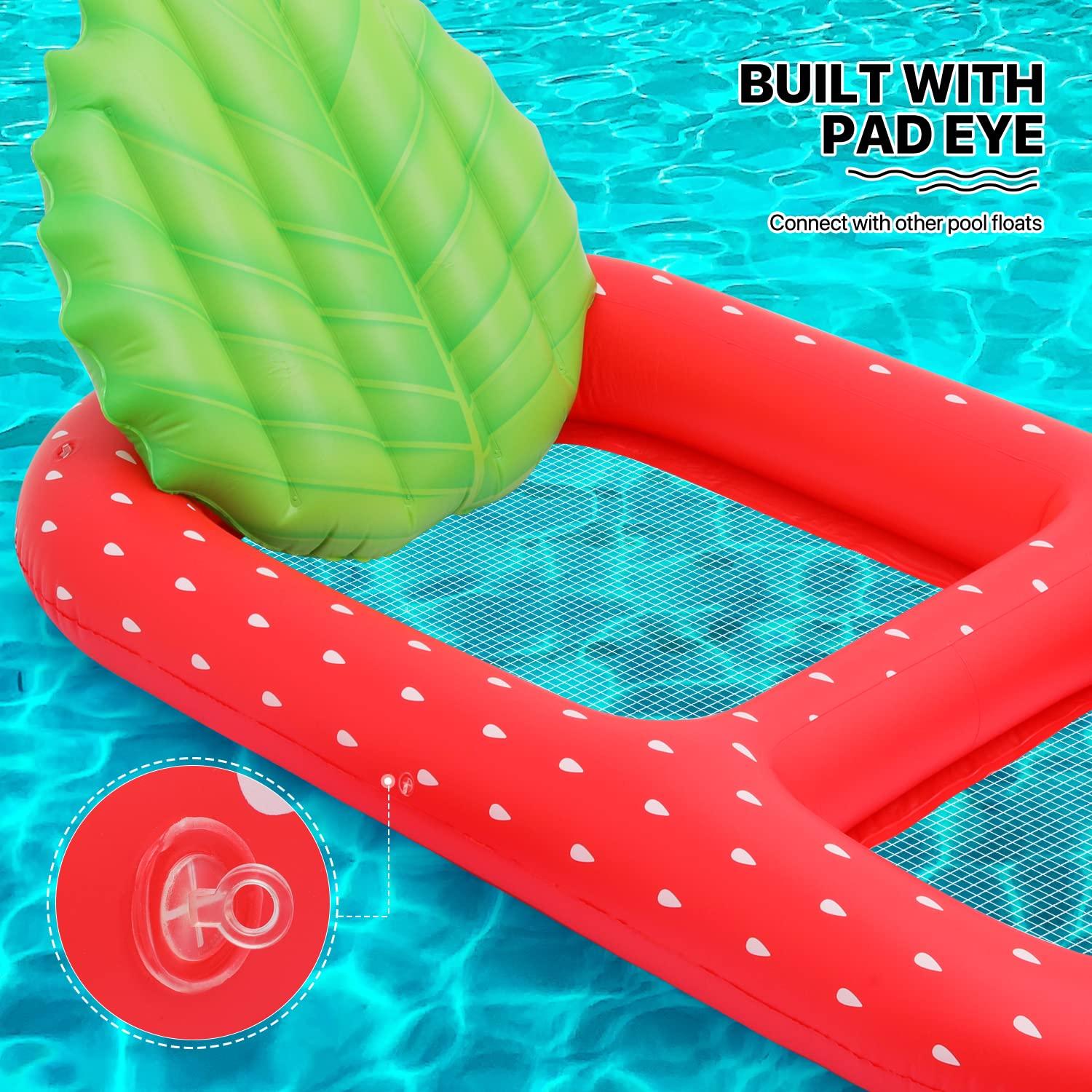 MoNiBloom MoNiBloom Pool Float for Adult Inflatable Giant Floaties Strawberry Lake Rafts Fruit Swimming Floaty Summer Beach Ride-ons