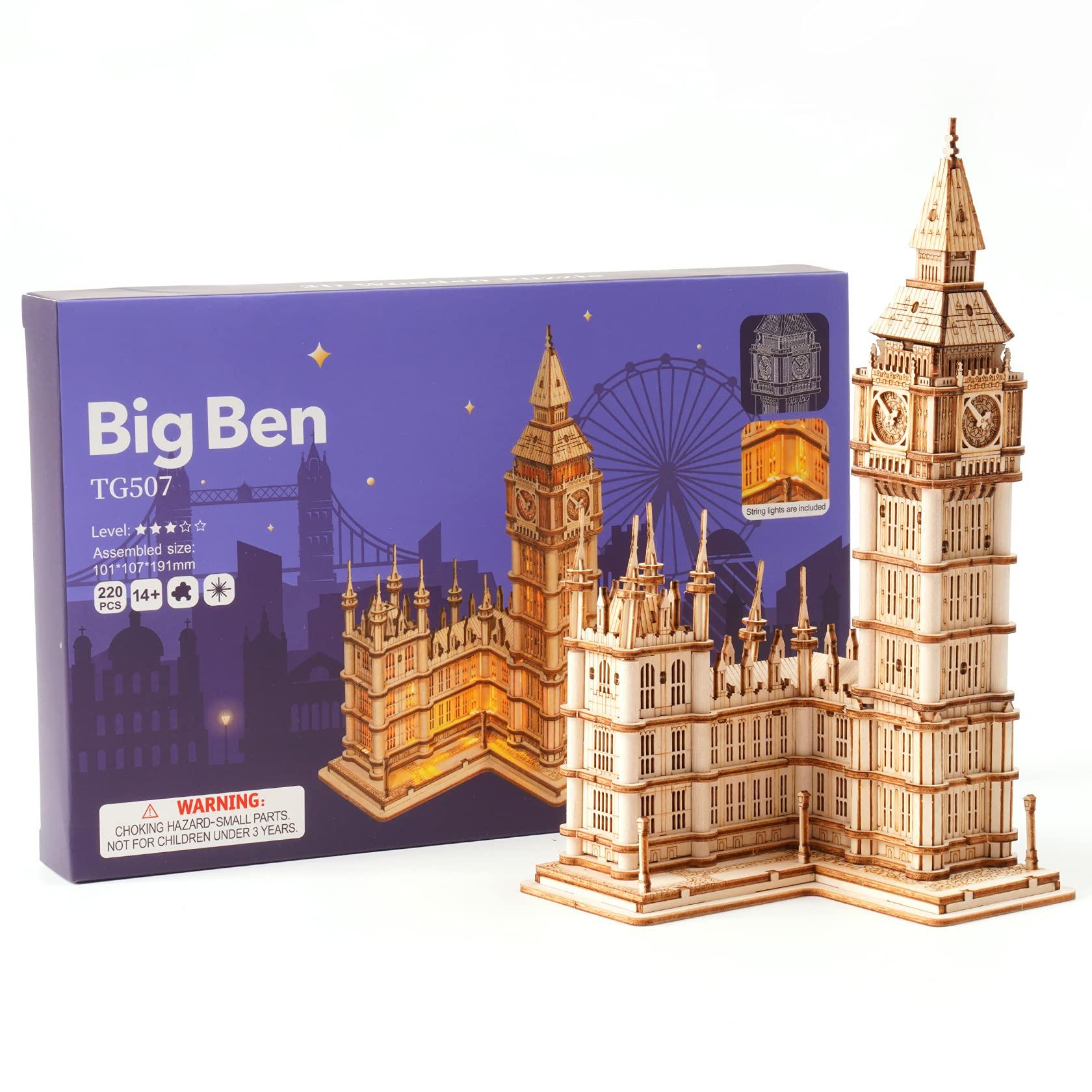 RoWood Rowood 3D Puzzles for Adults Wooden Model Kit Adult Craft Kit Gifts for Teens Age 14+ Big Ben