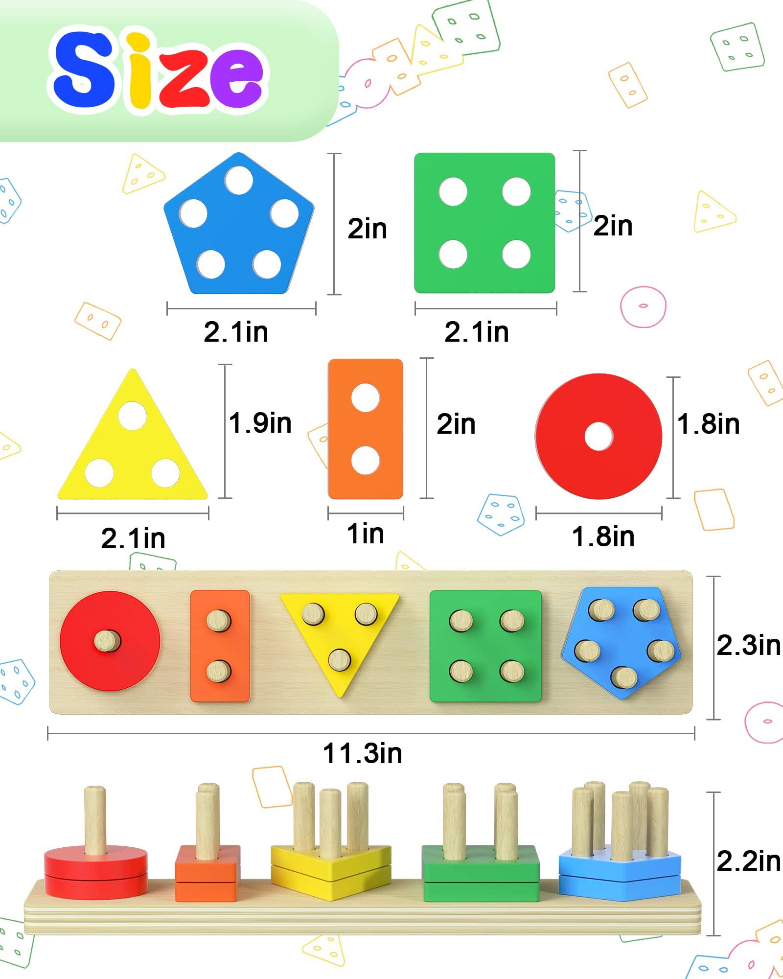 Yetonamr Yetonamr Montessori Toys for 1 2 3 Years Old Boys Girls Birthday Gifts, Wooden Sensory Toys for Ages 2-4 Toddlers Kids Baby, Toddler Stocking Stuffers Learning Toy Activities Puzzles Ages 1-3