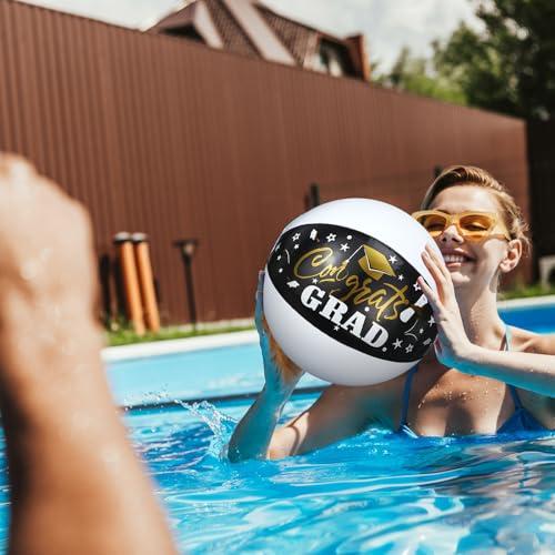 Hungdao Hungdao 20 Pcs Graduation Beach Balls Class of 2025 Congrats Grad Sign Inflatable Graduation Party Favors Supplies Decoration for Seniors Teens Summer Pool Beach Outdoor(Black)