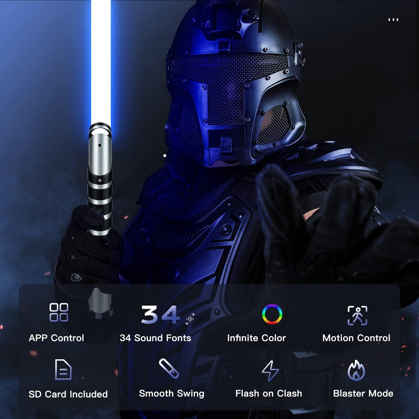 XenoSaber XenoSaber Upgraded Xenopixel 3.0 Motion Control Light Saber, Smooth Swing Combat Dueling Saber for Adults with APP, 34 Sound Fonts Infinite Color Change, 16GB SD Card, 8 Light Effect 12 Ignition