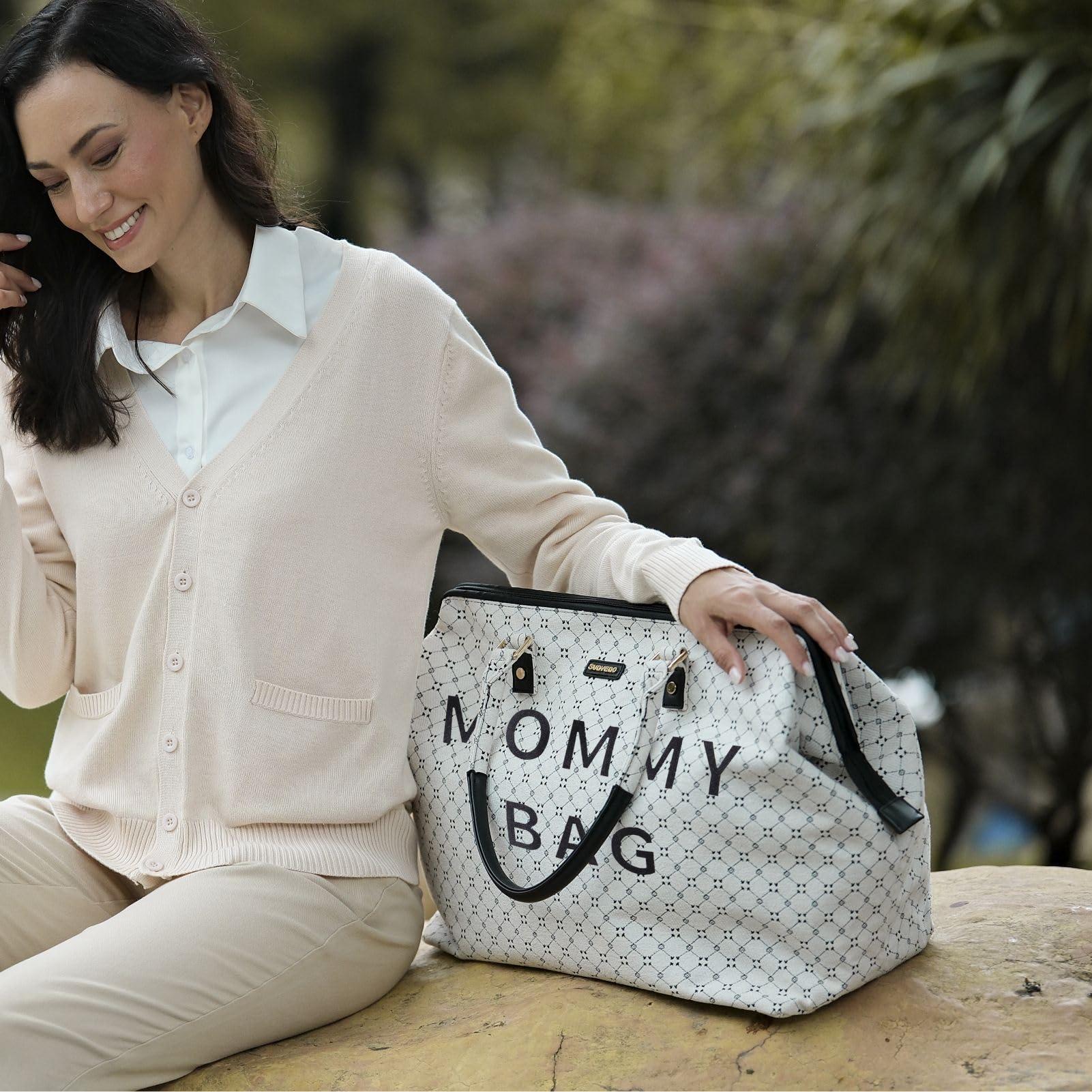 SUNVENO SUNVENO Diaper Bag Women Travel Bag Mommy Bag Weekender Bags Large Capacity duffle Bag, White