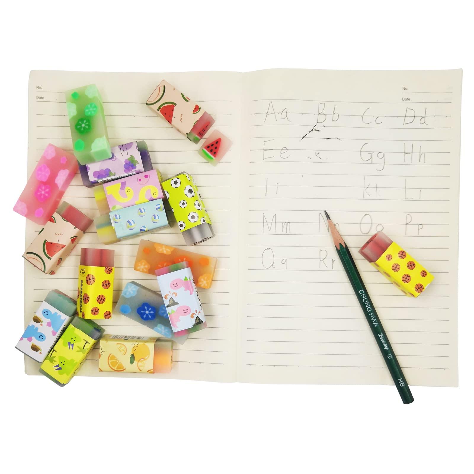 Dreamm Cute Erasers for Kids Bulk 16 Pack Animal Food Fun Desk Pets Pencil Students School Supplies Prize Gifts Party Favors