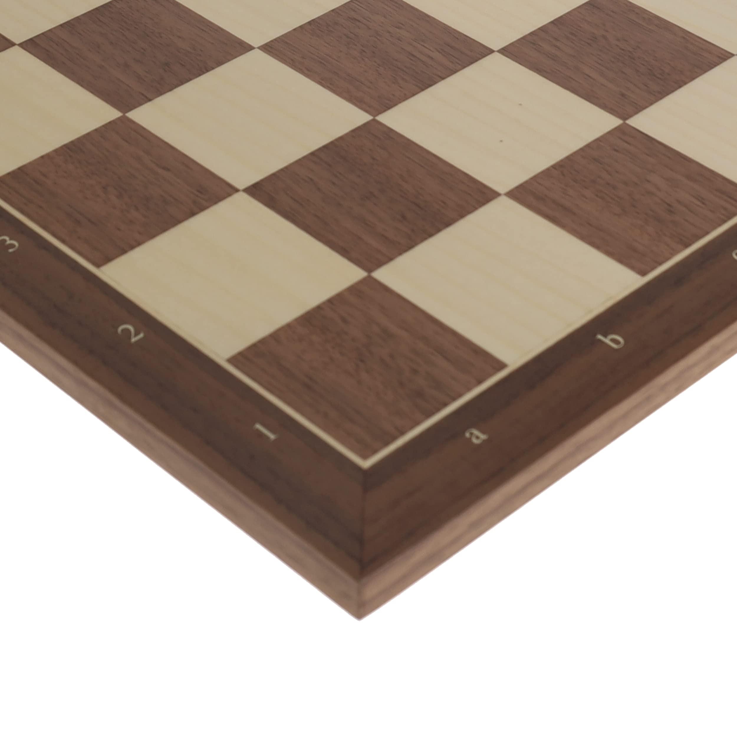 WE Games WE Games Walnut and Sycamore Wooden Chess Board Only 21.25 Inches, Large Chess Board for Adults, Luxury Chessboard with 2.38 Inch Squares, Algebraic Notation