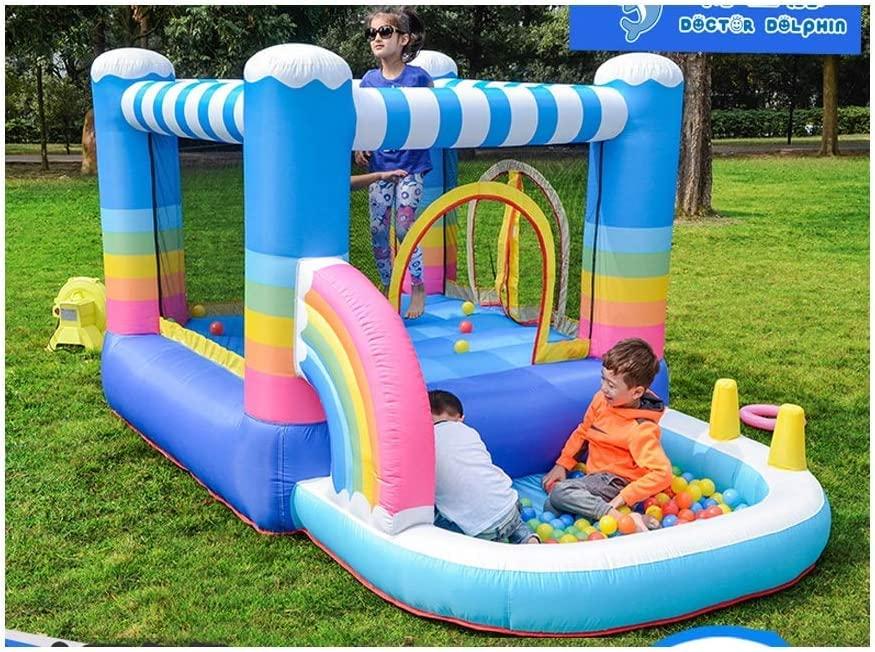 OLOTU Durable Inflatable Bounce House Safe Smooth Bouncy Castle with Blower Toy Pool Inflatable Jumping House Thick Material