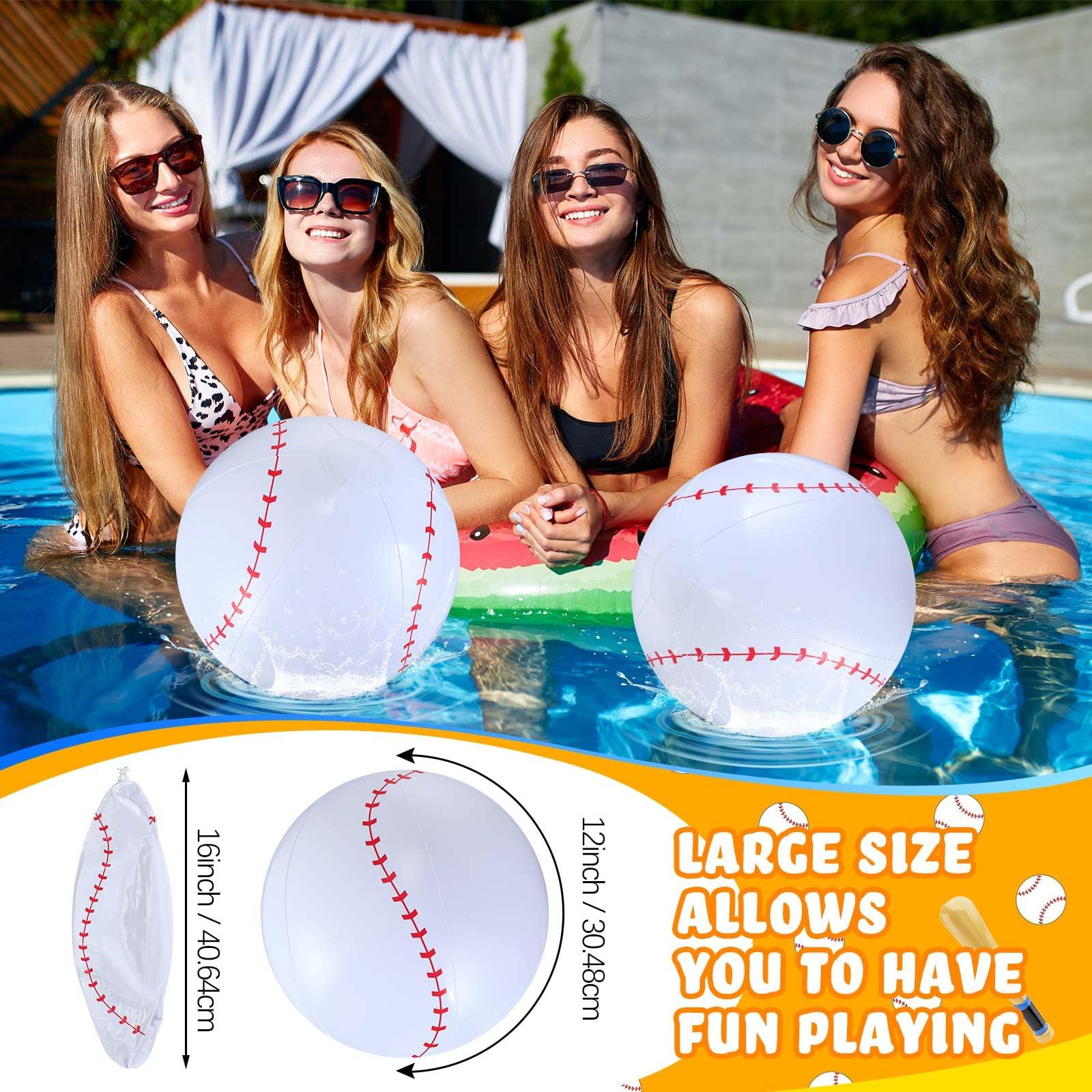 Chivao Chivao 100 Pack 16\'\' Inflatable Ball Soccer Ball Softball Volleyball Basketball Football Bulk Beach Balls Party Favors Summer Swimming Pool(White, Baseball)