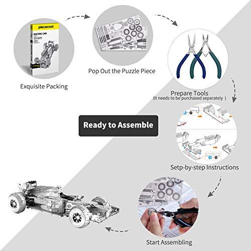 Piececool Piececool 3D Metal Puzzles, Silver Formula Car Model Kits, DIY 3D Metal Model Cars Kits to Build for Adults, Brain Teaser 3D Puzzles Toys for Teens, Great Birthday New Year Gifts, 69 Pcs