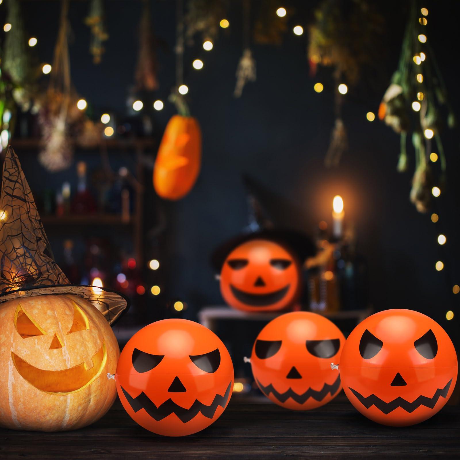 Wettarn Wettarn 12 Pcs Halloween Pumpkin Beach Balls Bulk Halloween Inflatable Plastic Jack O Lantern Party Decoration Halloween Blow up Props for Halloween Carnival Prizes