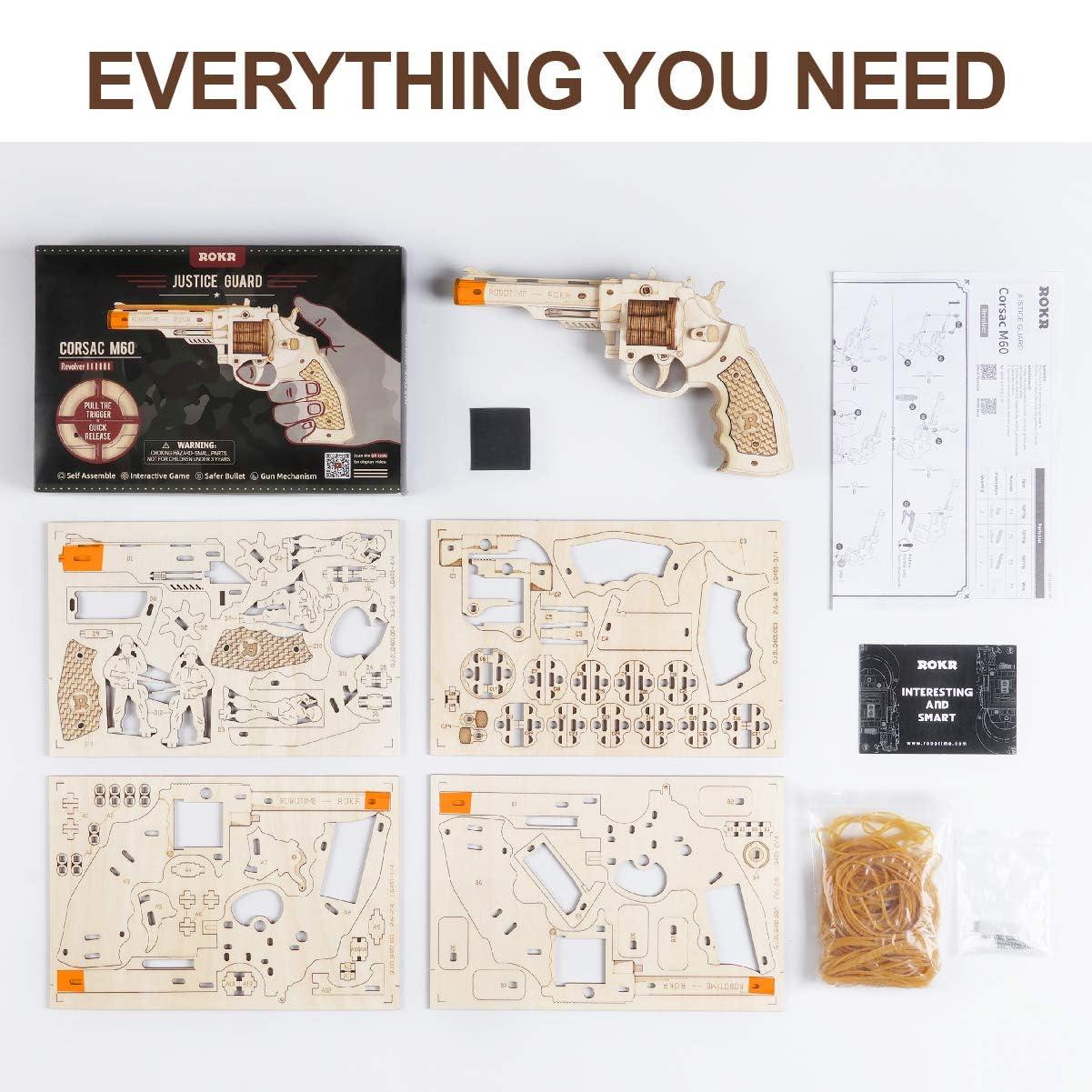 ROKR ROKR 3D Wooden Puzzle DIY Building Toys Mechanical Model - Multi-Player Game with Wood Targets &Rubber Bands, Gifts for Adults