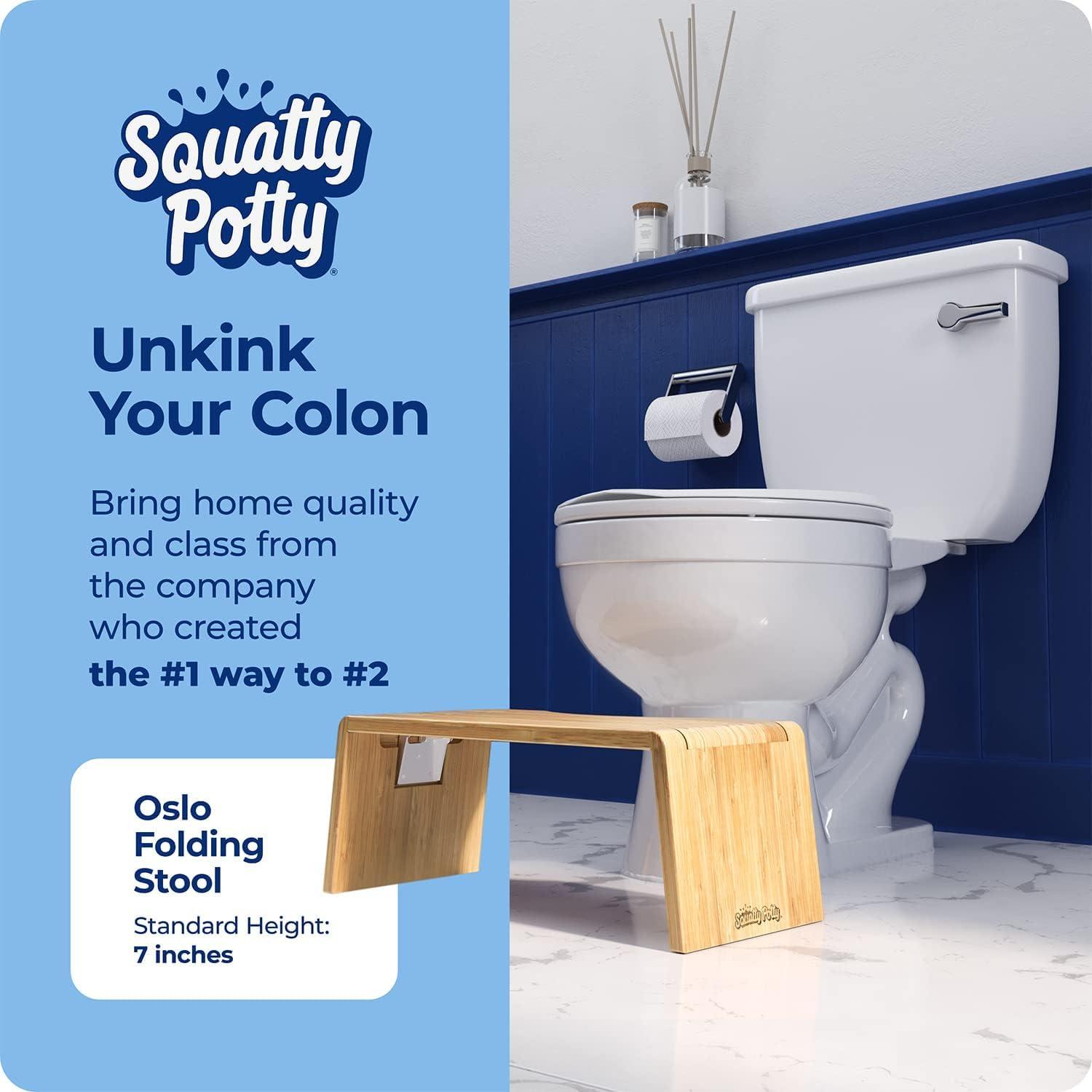 Squatty Potty Squatty Potty Oslo Folding Bamboo Toilet Stool 7 Inches, Collapsible Bathroom Stool for Kids and Adults Brown, Portable and Space-Saving