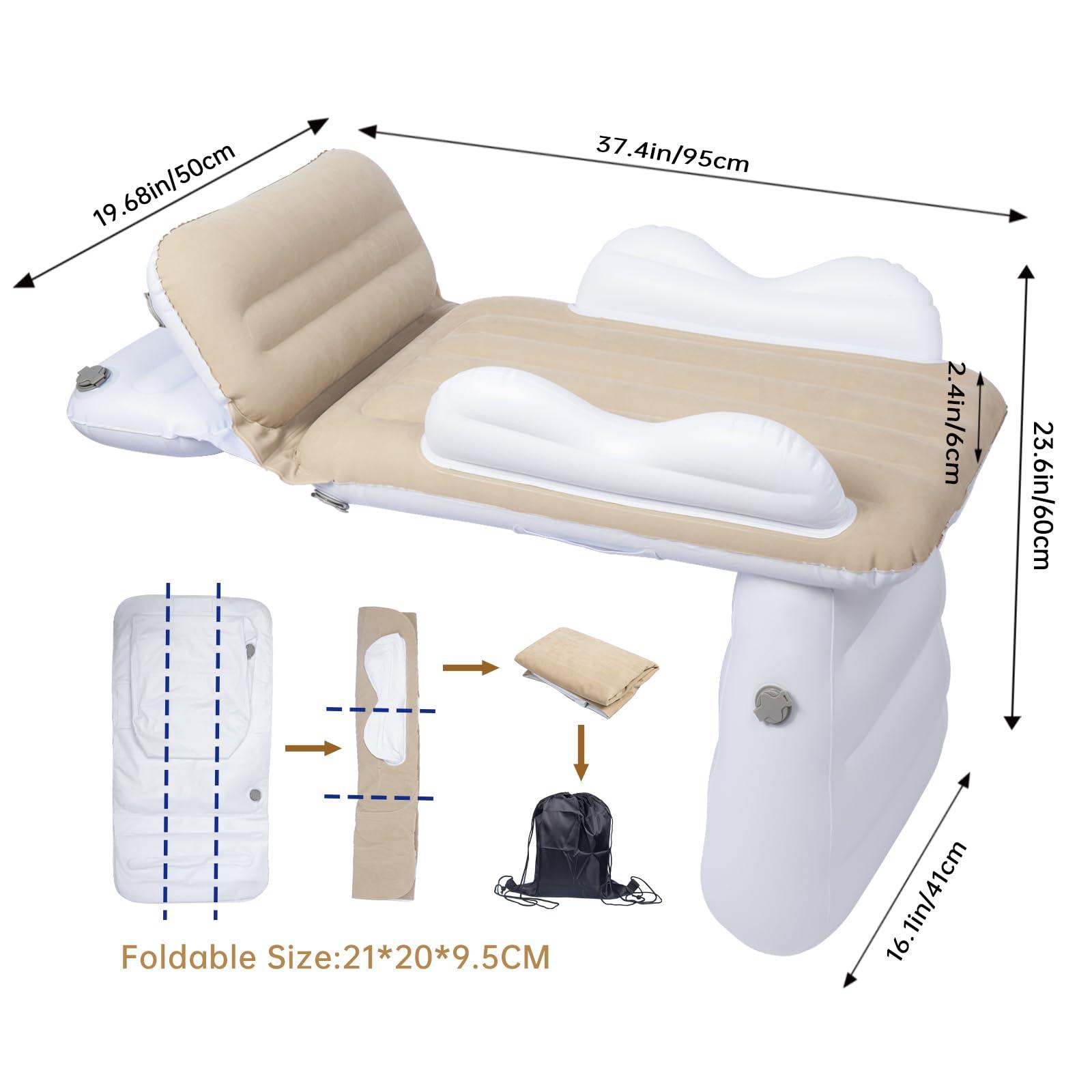 MiiDD MiiDD Inflatable Toddler Travel Bed,Airplane Bed for Toddler,Airplane Kids Bed,Kids Travel Bed,Portable Toddler Bed Travel Crib Baby Seat Extender for Kids with Handpump Travel Bag Safety Belt(Grey)