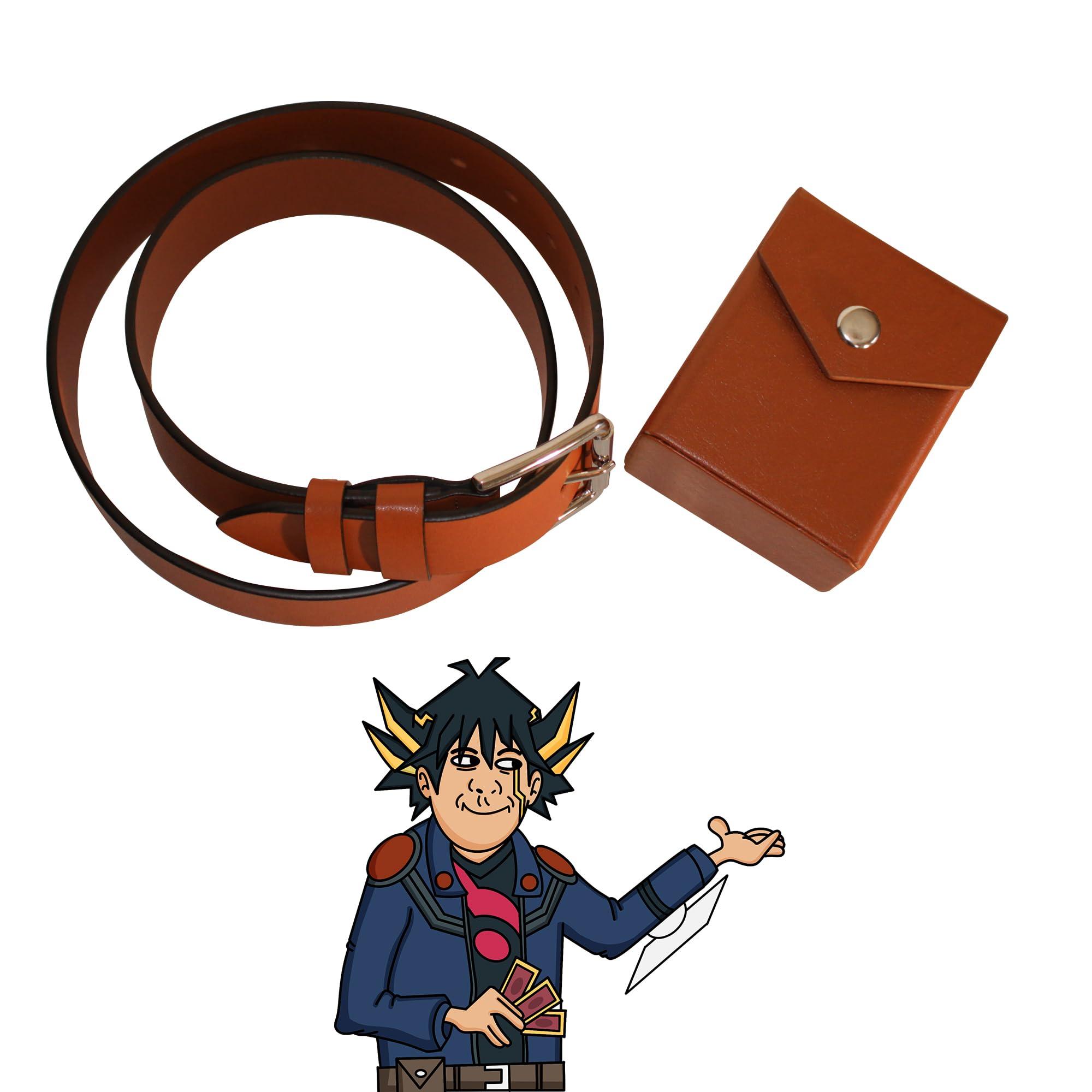 LDB Duel Yusei\'s Deck Box & Belt Replica, 80 Size, Hard Shell, Faux Leather, Belt Loop, Compatible with Yu-Gi-Oh!, Magic: The Gathering, Poke TCG and others (Yusei Brown - 80 Sleeve Size Deck Box, Large)