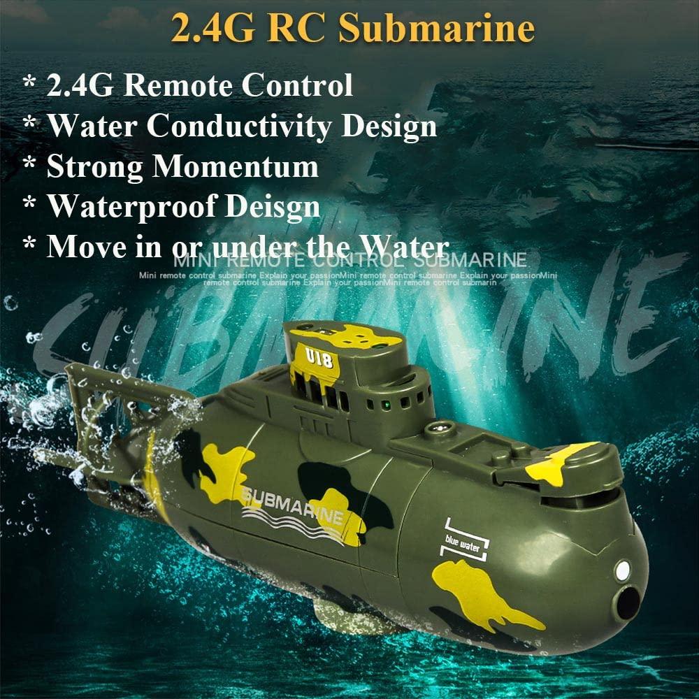 NEXTAKE NEXTAKE Remote Control Submarine Simulated Nuclear Submarine Model Toy Bathtub Fishtank SUB Toy Surface and Dive Pigboat Water Toy RC Submarine Toy (Green)