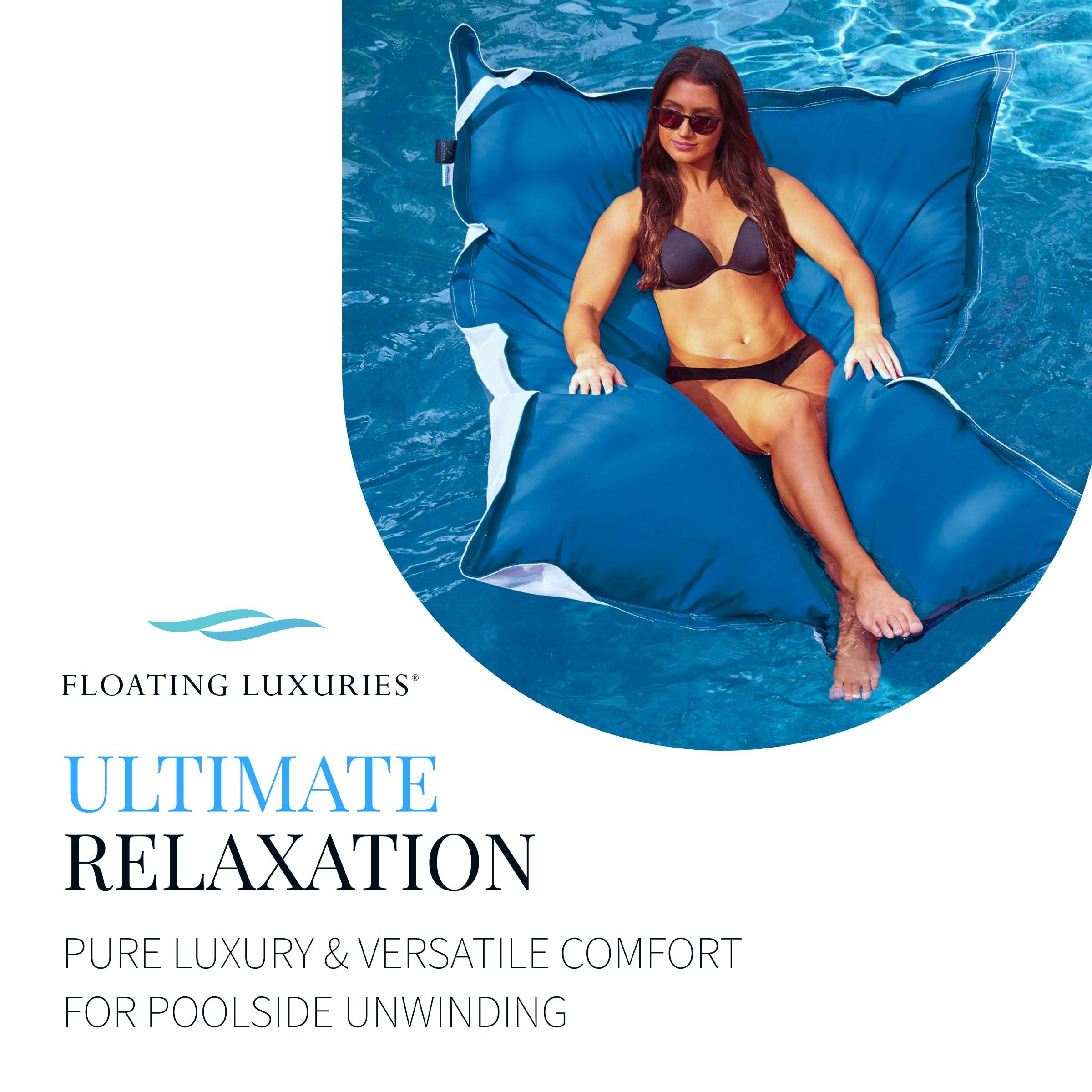 Floating Luxuries King Kai Adult Pool Float, Inflatable Raft, Best Pool Noodles, Pool Floats Adult, Inflatable Lounger, Floaties for Adults, Marine-Grade Fabric, 58in x 72in, Pacific Blue by Floating Luxuries