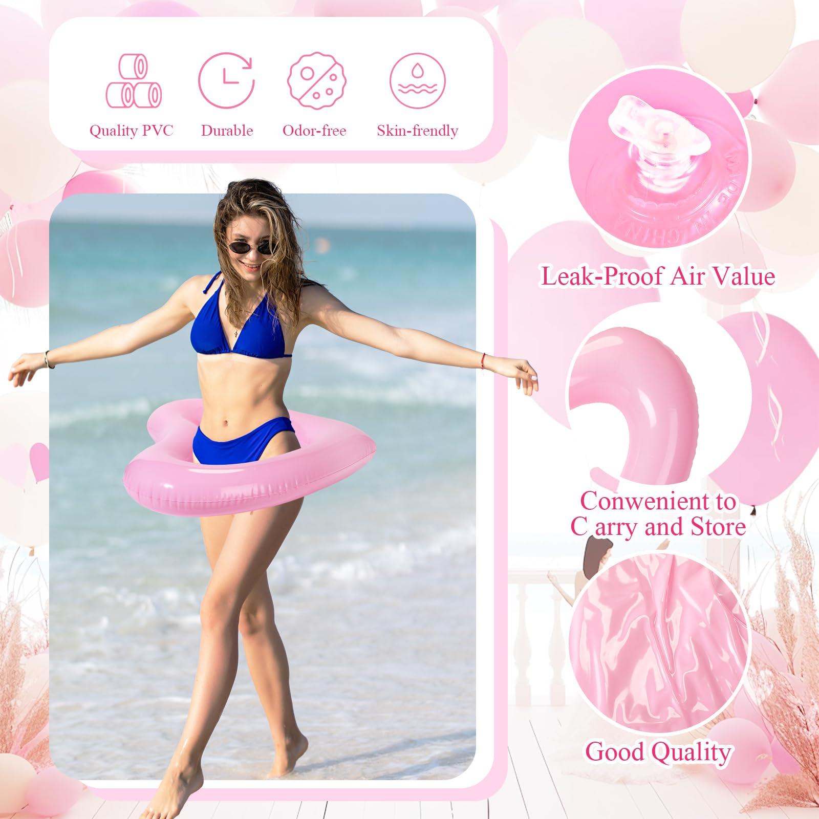 Lenwen Lenwen 6 Pack Inflatable Heart Pool Float 43''/ 31'' Blow up Heart Shaped Swimming Tube for Valentines Wedding Bachelorette Bride Pool Floaty Beach Party Toys Gifts(Pink)