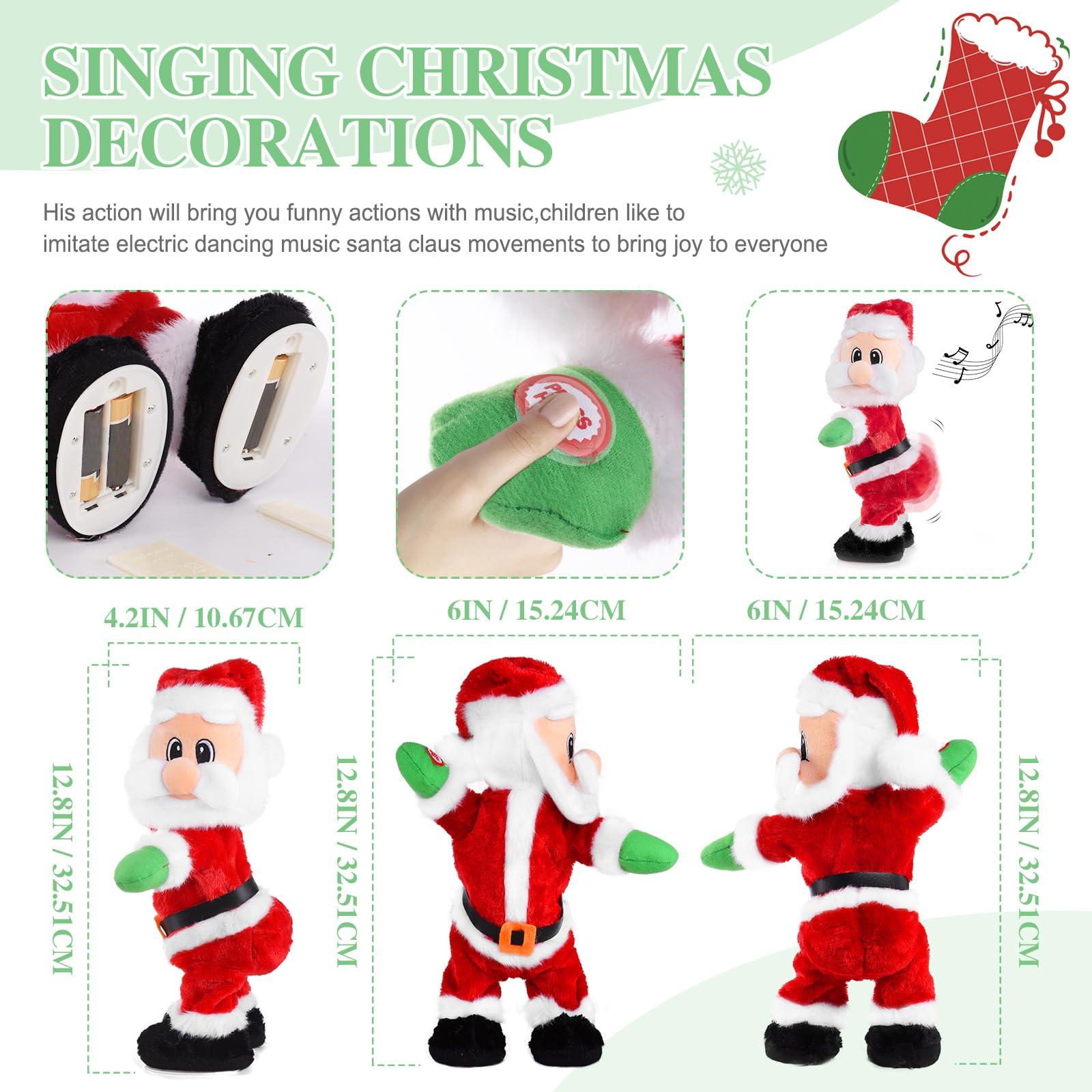 Gfilay Gfilay Twerking Santa Claus - Dancing Electric Christmas Stuffed Plush Doll Singing English Song Xmas Santa Toys for Kids