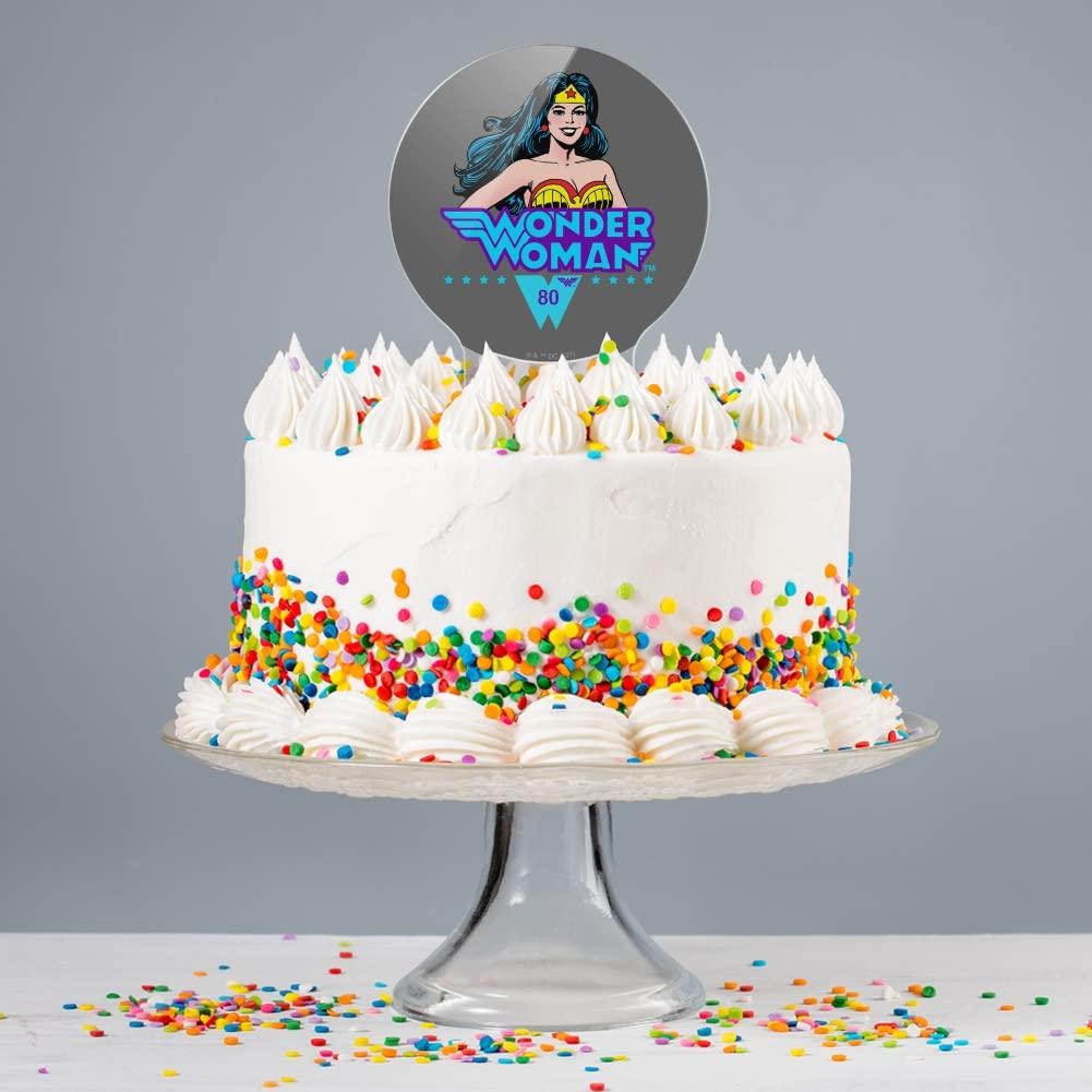 GRAPHICS & MORE Acrylic Wonder Woman 80th Classic Comic Smile Cake Topper Party Decoration for Wedding Anniversary Birthday Graduation