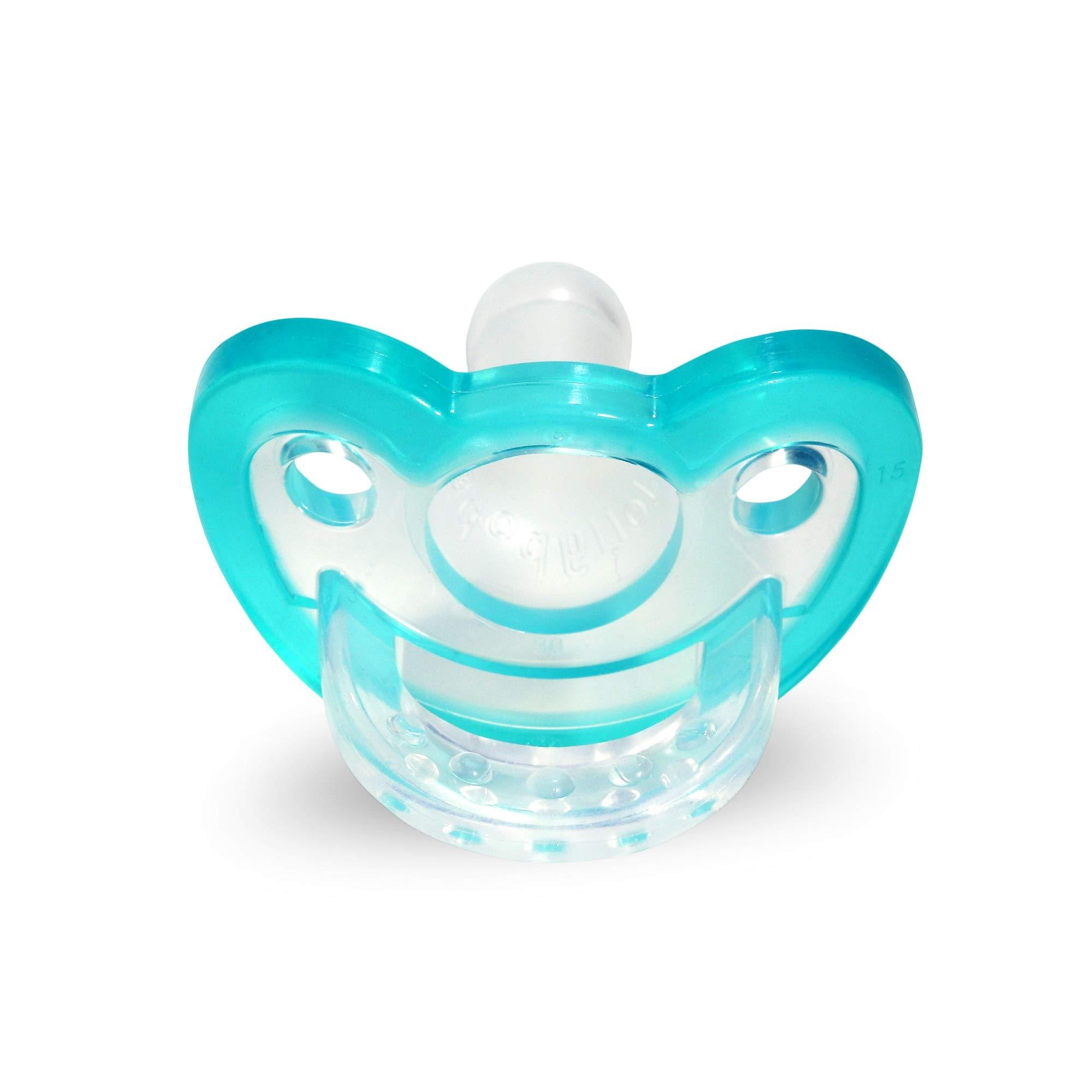 RAZBABY RaZbaby Jollypop Pacifier for Babies 3 Months and Up, USA Made, Natural Shaped Orthodontic Binky, Lovingly Shared in NICUs & Hospitals Worldwide, Medical-Grade 100% BPA-Free - 2 Pack - Teal