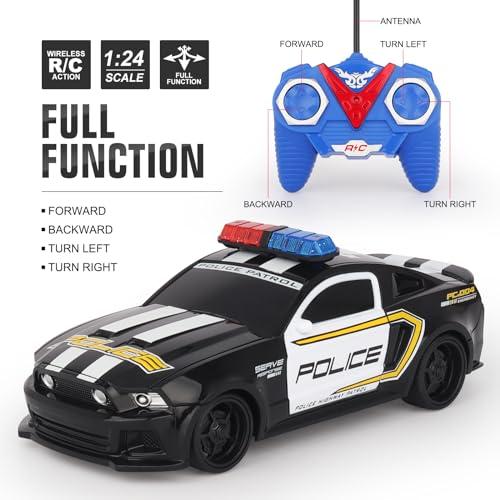 Haktoys Haktoys Amazing Set of Two RC Toy Vehicles: Remote Control Police Chase Set with Police Car and Sports Car - Simultaneous Action Fun for Kids Boys Girls!