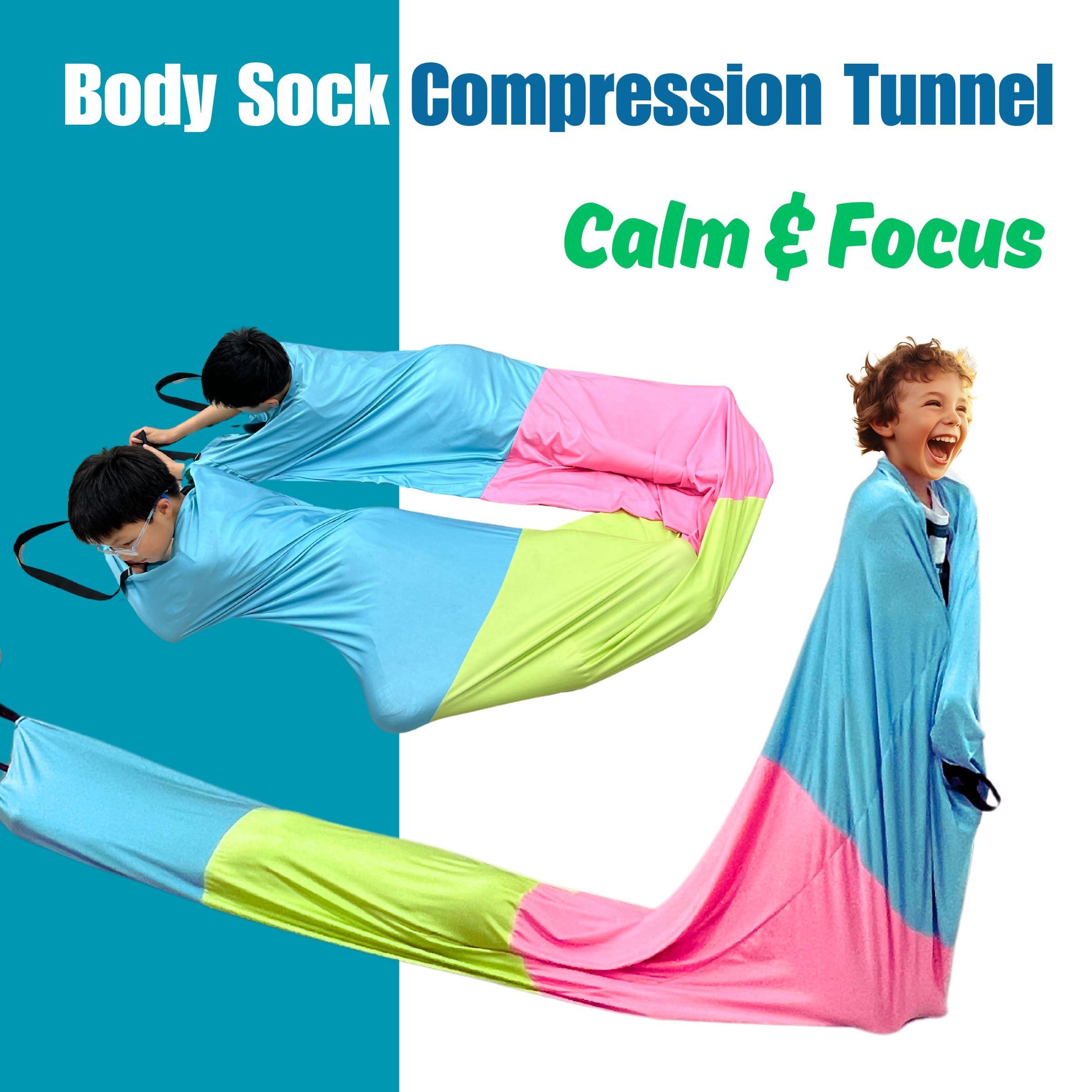 lukidoki Sensory Compression Tunnel for Kids Play with CPC Certification -10ft Crawl Resistance Tunnel Perfect for kids with Autism ADHD SPD - Ideal for Home & School, Help Children Calm, Relax, Reduce Anxiety