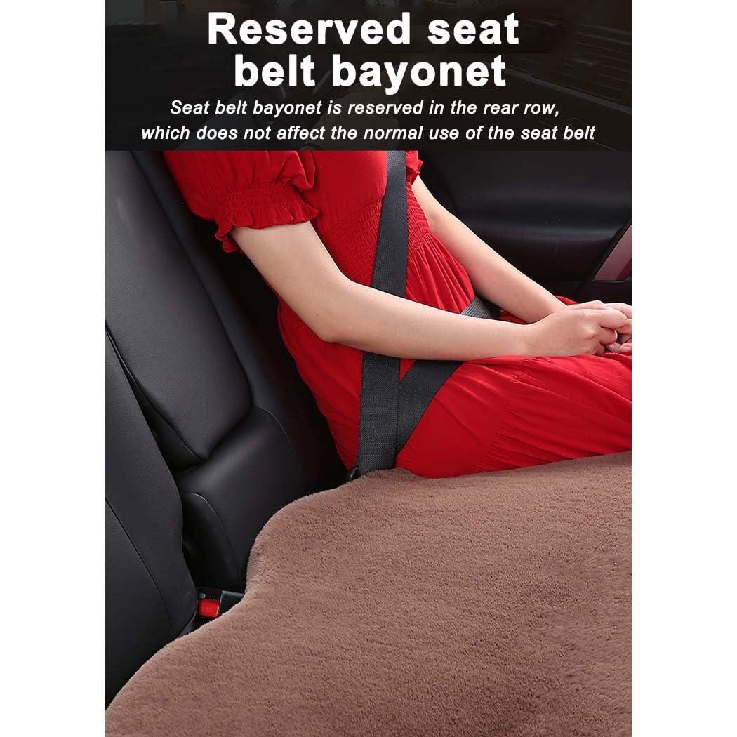AISAIMOUT Carseatcover Faux Fur Protector Suitable 3 Piece Set Universal Front Rear Fluffy Car Seat Cover Winter Plush Automotive Carseatcover Faux Fur Protector Suitable for Cars, Vans, MPV's SUV' ( Color : Bu