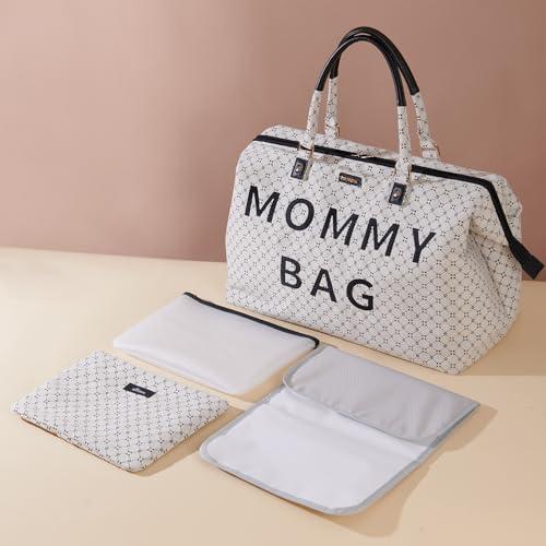 SUNVENO SUNVENO Diaper Bag Women Travel Bag Mommy Bag Weekender Bags Large Capacity duffle Bag, White