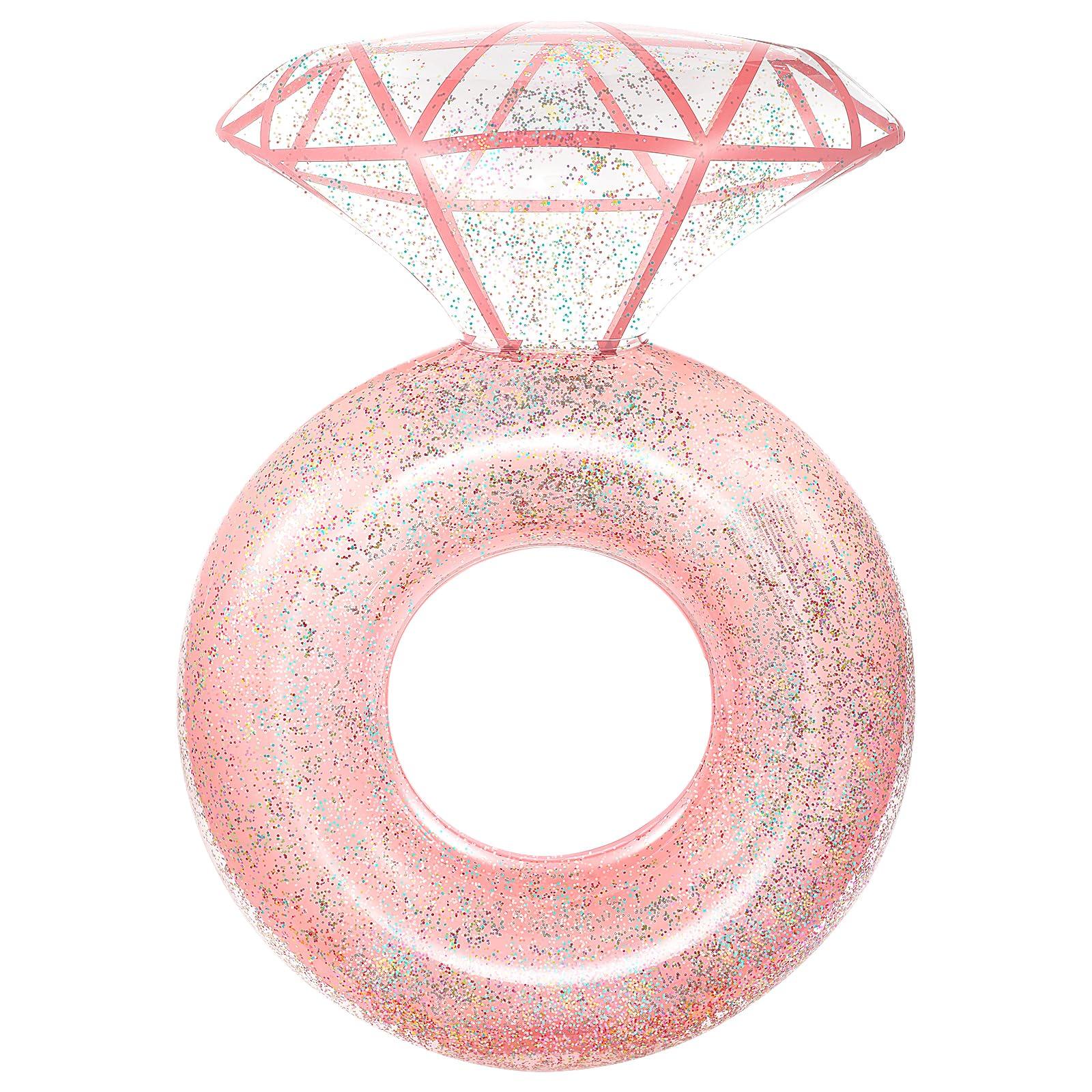 HeySplash HeySplash Pool Floats, Inflatable Diamond Ring Pool Float, Large Engagement Ring Floatie for Bachelorette Party, Swim Tube River Lake Wedding Bride Stagette Decor Fun Toy Raft Adults & Kids, Rose Gold