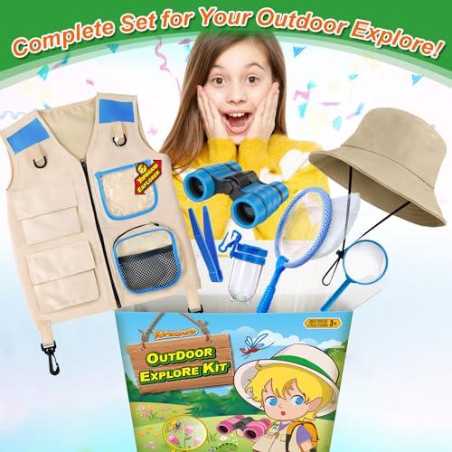 YOPINSAND YOPINSAND Kids Explore Kit & Bug Catcher Kit, Kids Camping Gear for Kids, Outdoor Exploration Set with Vest & Hat, Ideal Outdoor Camping Adventure Toys for Boys Girls 3-12