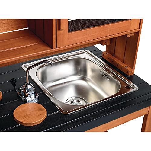 Excellerations Excellerations Indoor-Outdoor Moveable Play Kitchen with Hutch, Sink, and Working Pump Faucet for Preschoolers, Outdoor Learning, Dramatic Play, Cooking Pretend Play