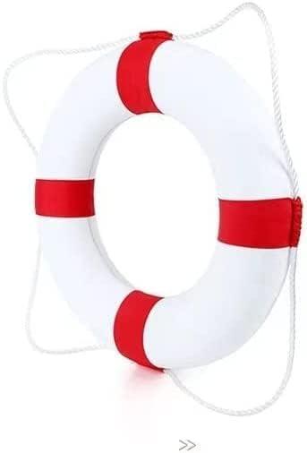 REzial 20 inch Small Diameter Swim Foam Ring Buoy Swimming Pool Safety Life Preserver with Perimeter Rope (red)