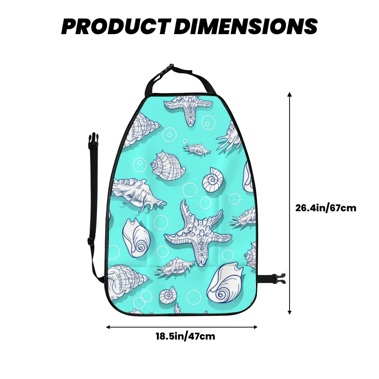 Xisover Xisover Car Kick Mats for Kids Back Seat Cover(2 Pk) Seat Back Protector from Scratches and Dirt-Seashell and Starfish